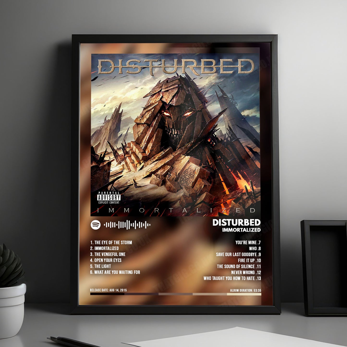 Disturbed "Immortalized " Album Cover Poster - with Complete Tracklist