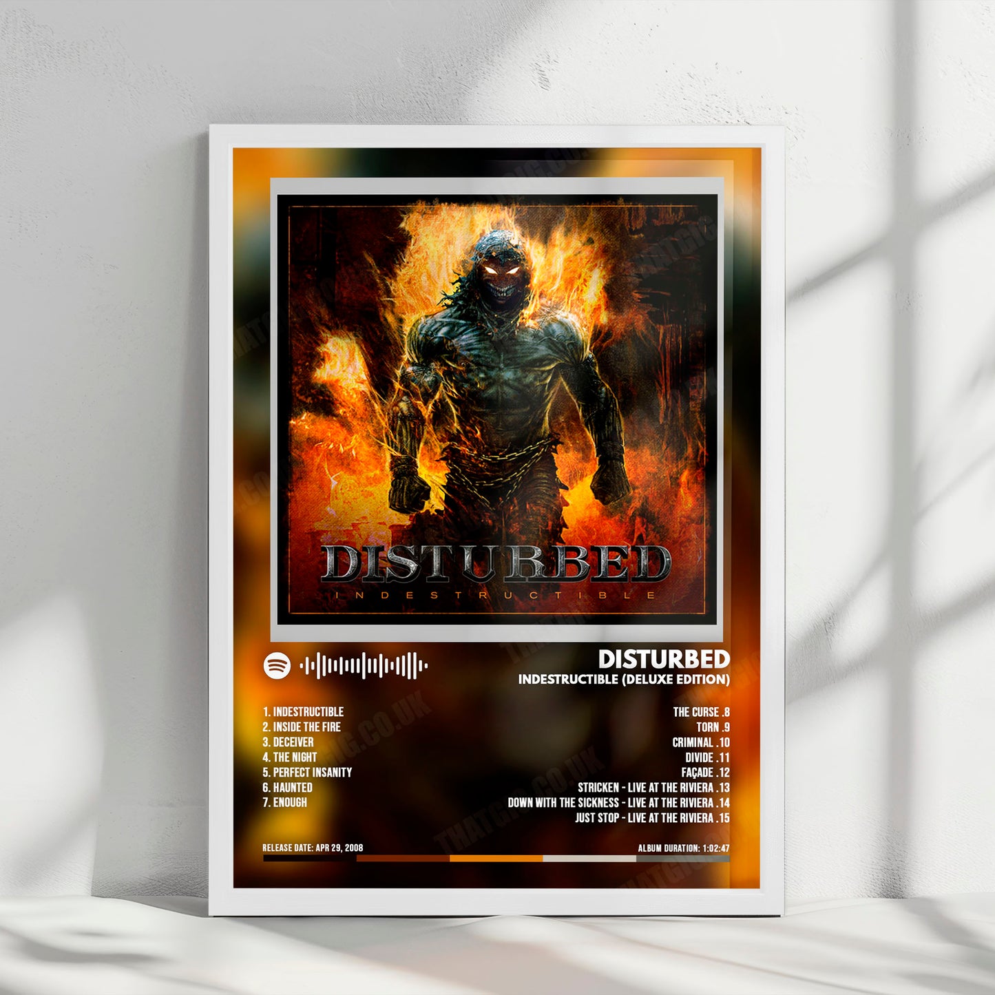 Disturbed "Indestructible " Album Cover Poster - with Complete Tracklist