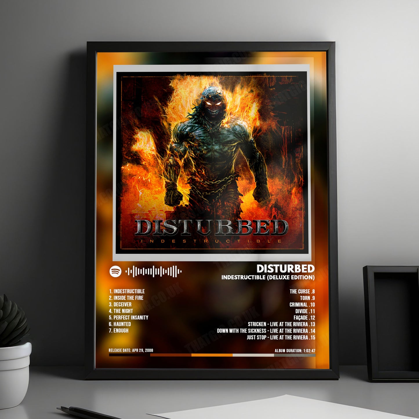 Disturbed "Indestructible " Album Cover Poster - with Complete Tracklist