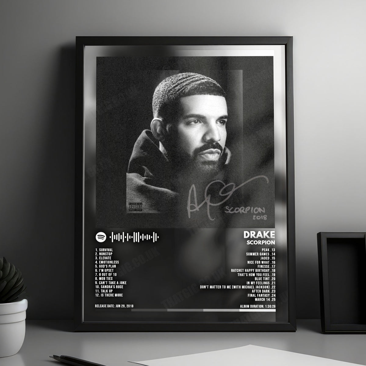 Drake "Scorpion" Album Cover Poster - with Complete Tracklist