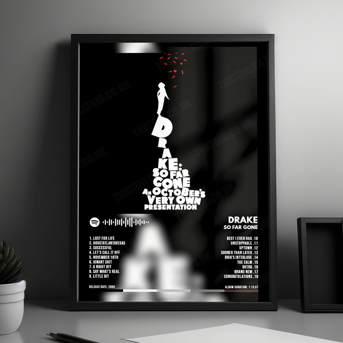 Drake "So Far Gone" Album Cover Poster - with Complete Tracklist