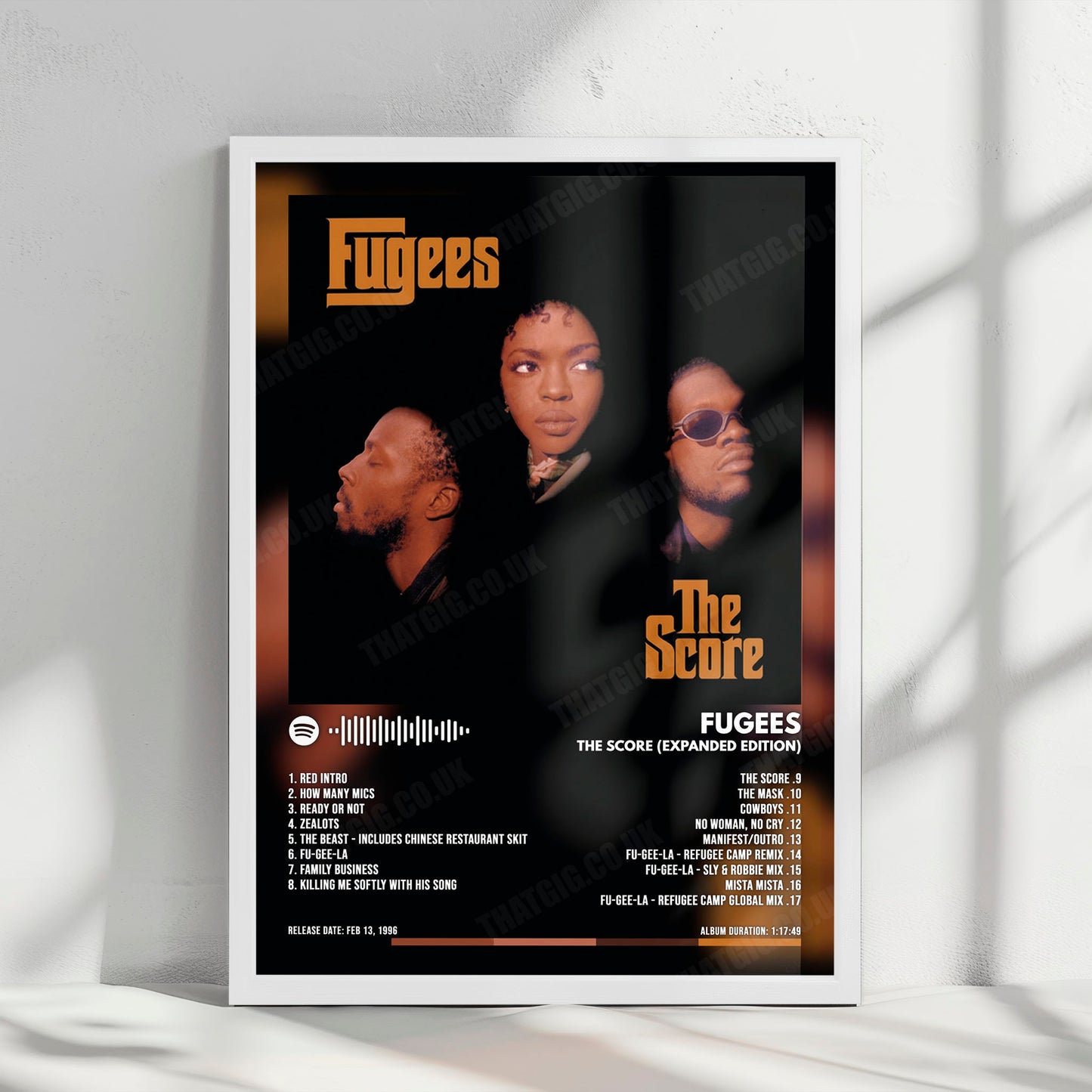 Fugees "The Score" Album Cover Poster - with Complete Tracklist