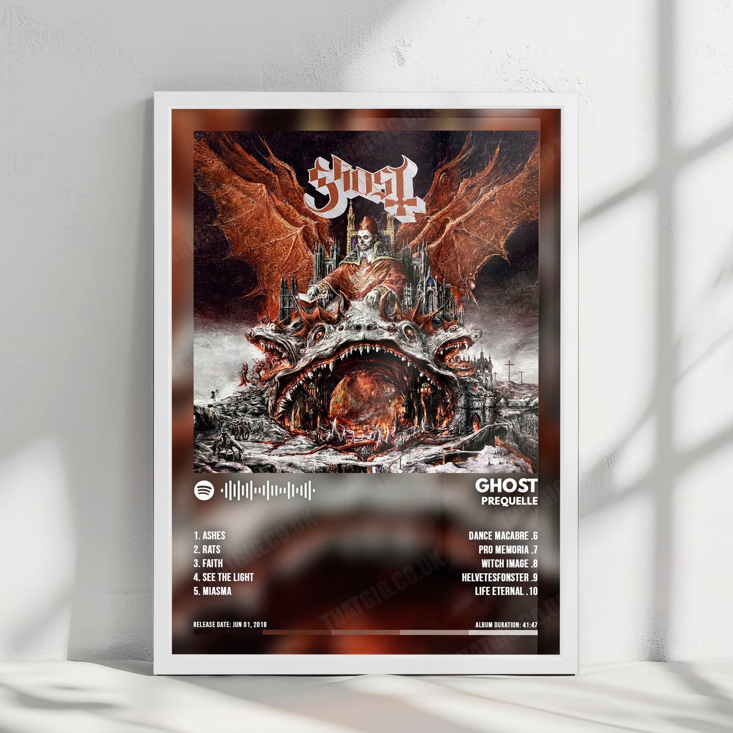 Ghost "Prequelle " Album Cover Poster - with Complete Tracklist