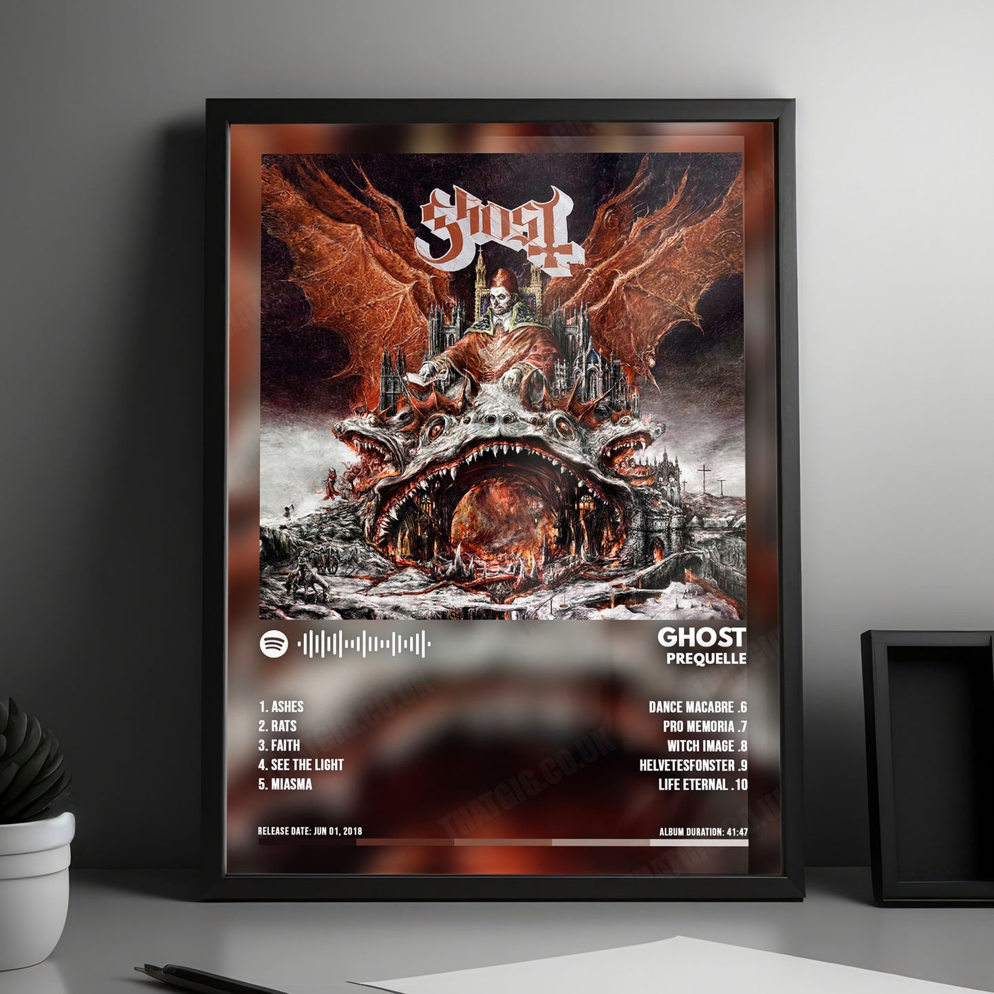 Ghost "Prequelle " Album Cover Poster - with Complete Tracklist