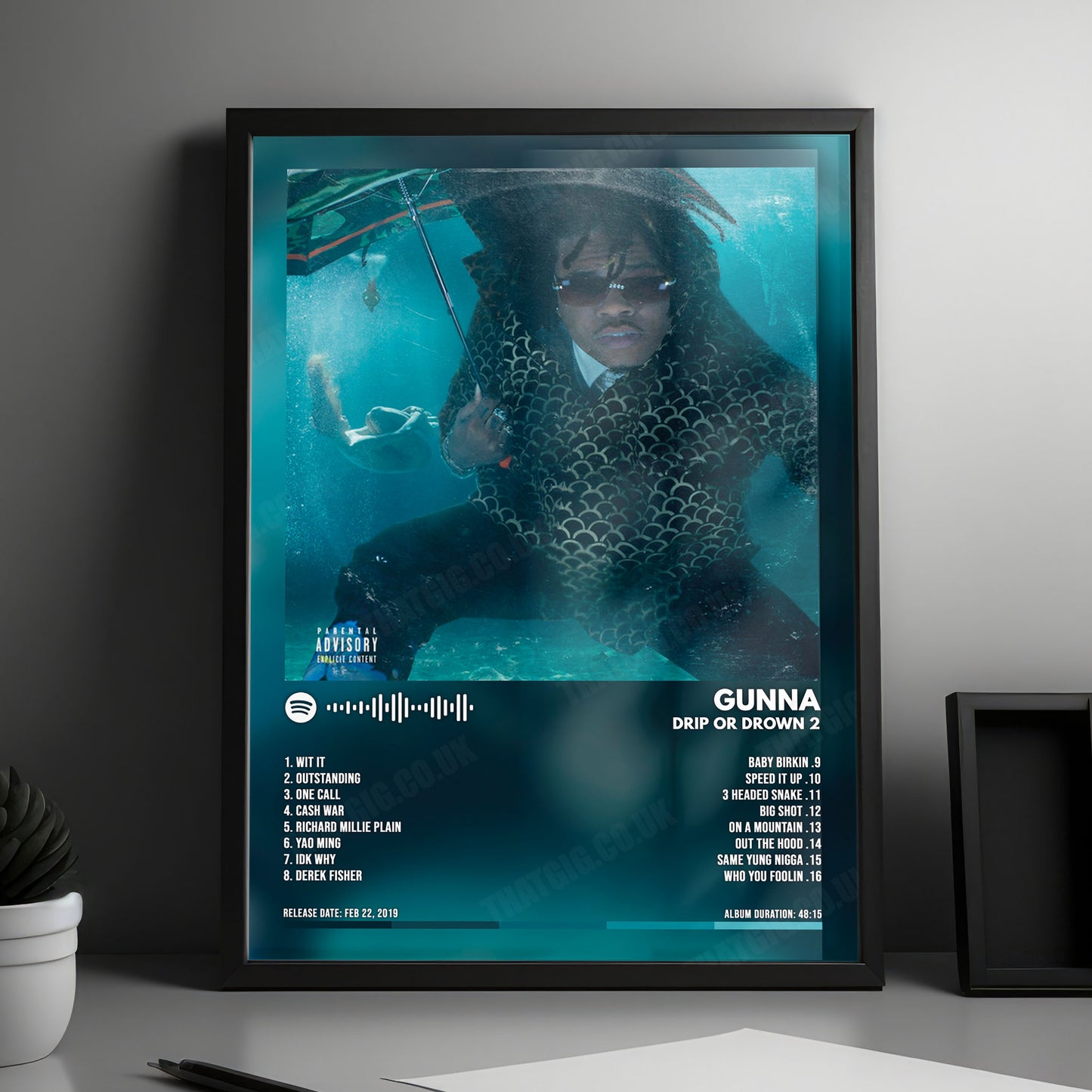 Gunna "Drip or Drown 2" Album Cover Poster - with Complete Tracklist