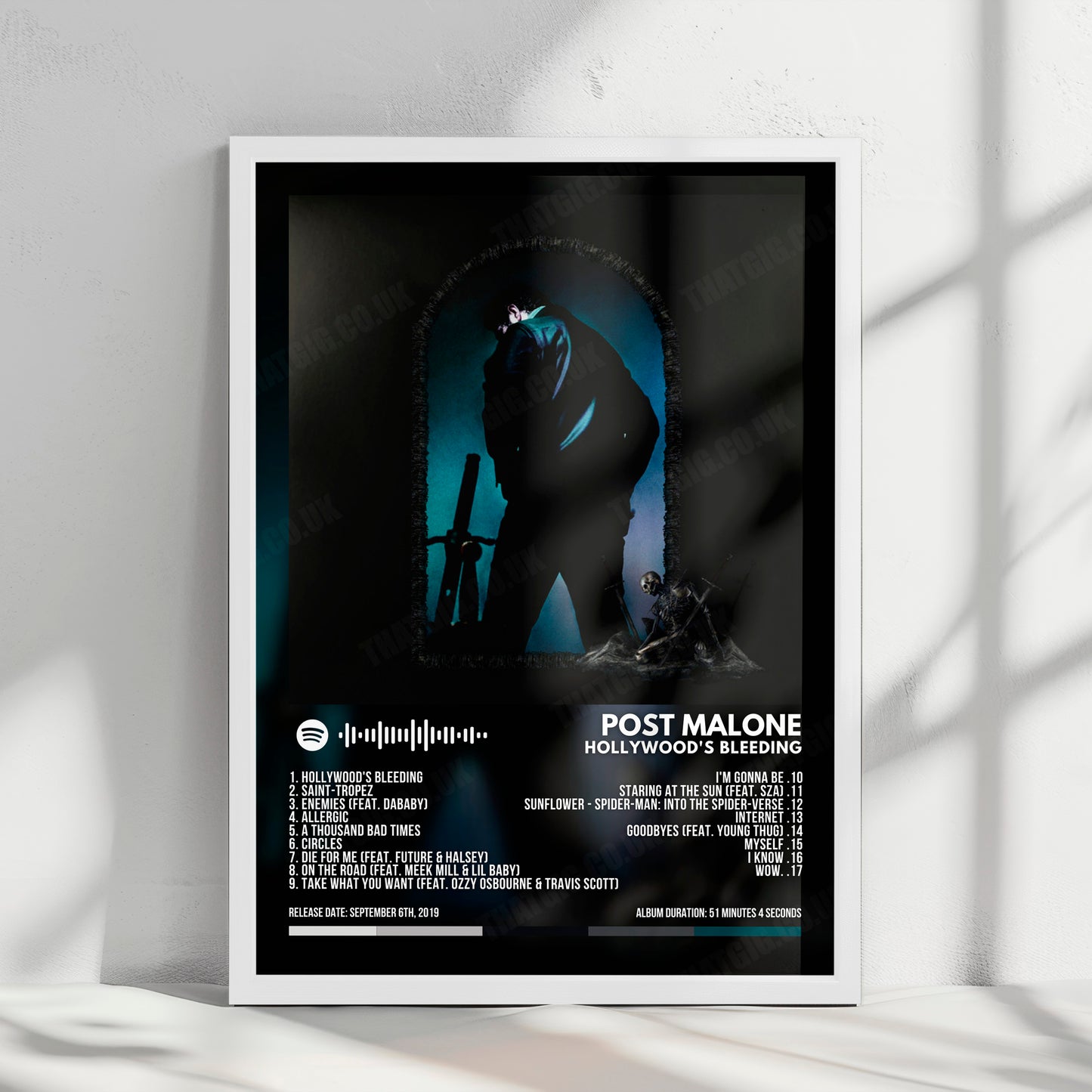 Post Malone "Hollywood's Bleeding" Album Cover Poster - with Complete Tracklist