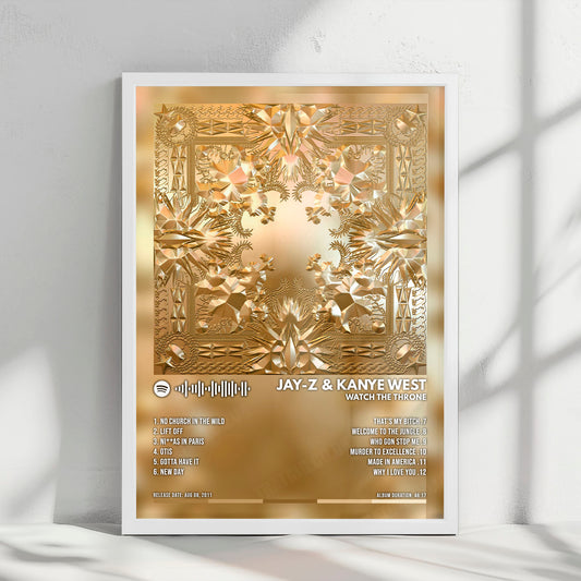 Jay-Z & Kanye West "Watch The Throne" Album Cover Poster - with Complete Tracklist