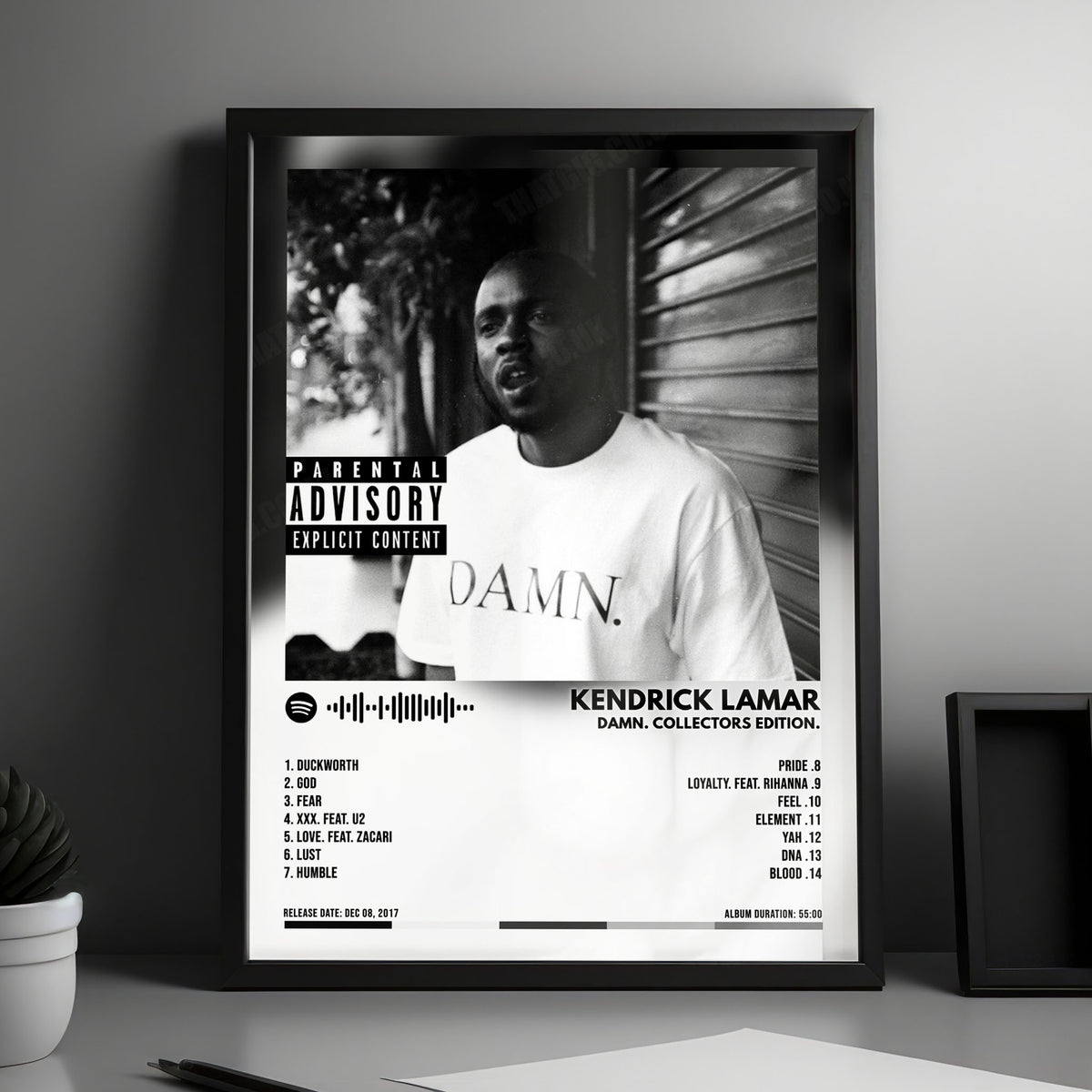 Kendrick Lamar "DAMN. Collectors Edition" Album Cover Poster - with Complete Tracklist