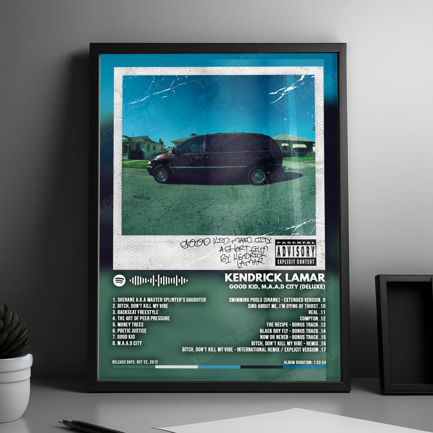 Kendrick Lamar "Good Kid, M.A.A.D City (Deluxe)" Album Cover Poster - with Complete Tracklist