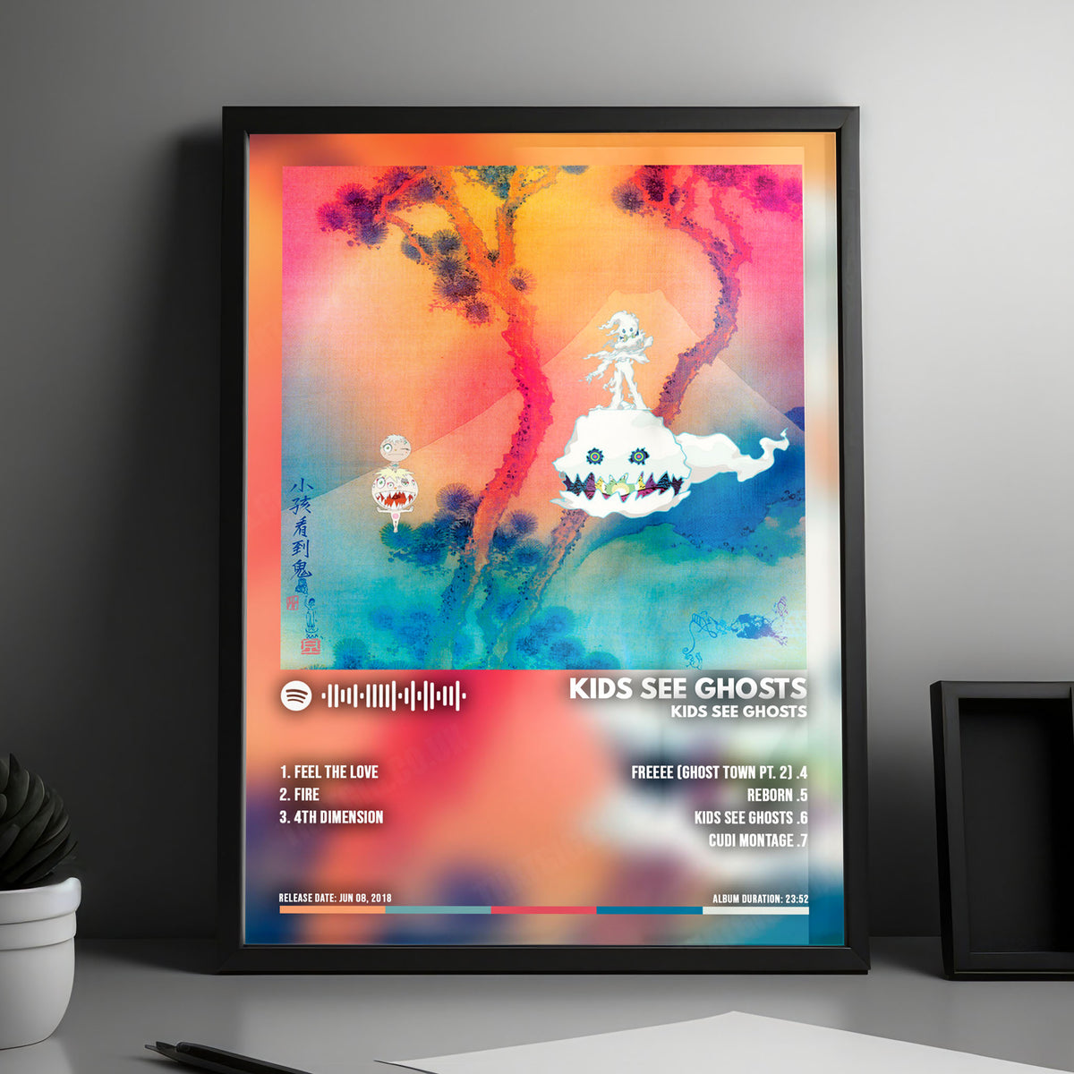 Kids See Ghosts "Kids See Ghosts" Album Cover Poster - with Complete Tracklist