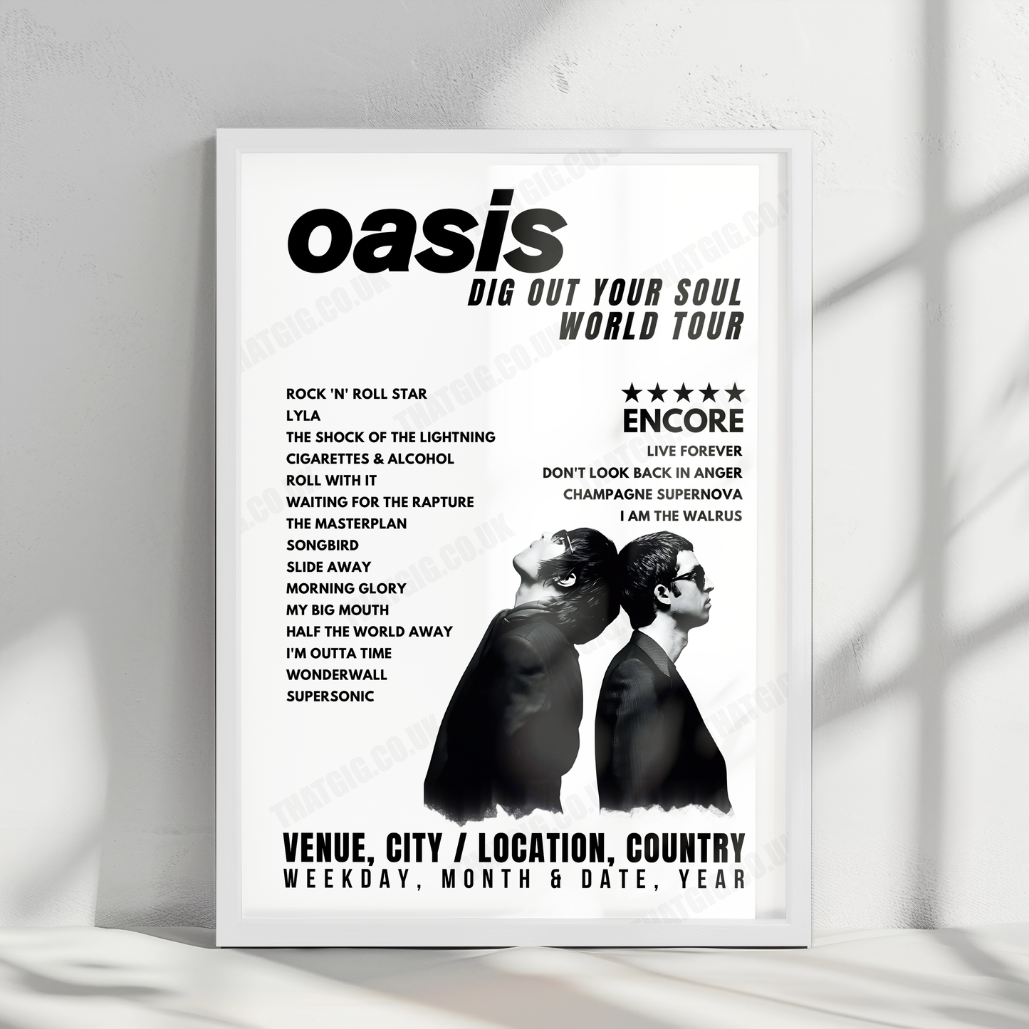 Oasis Setlist Poster - Pengrowth Saddledome, Calgary - August 30th, 2008