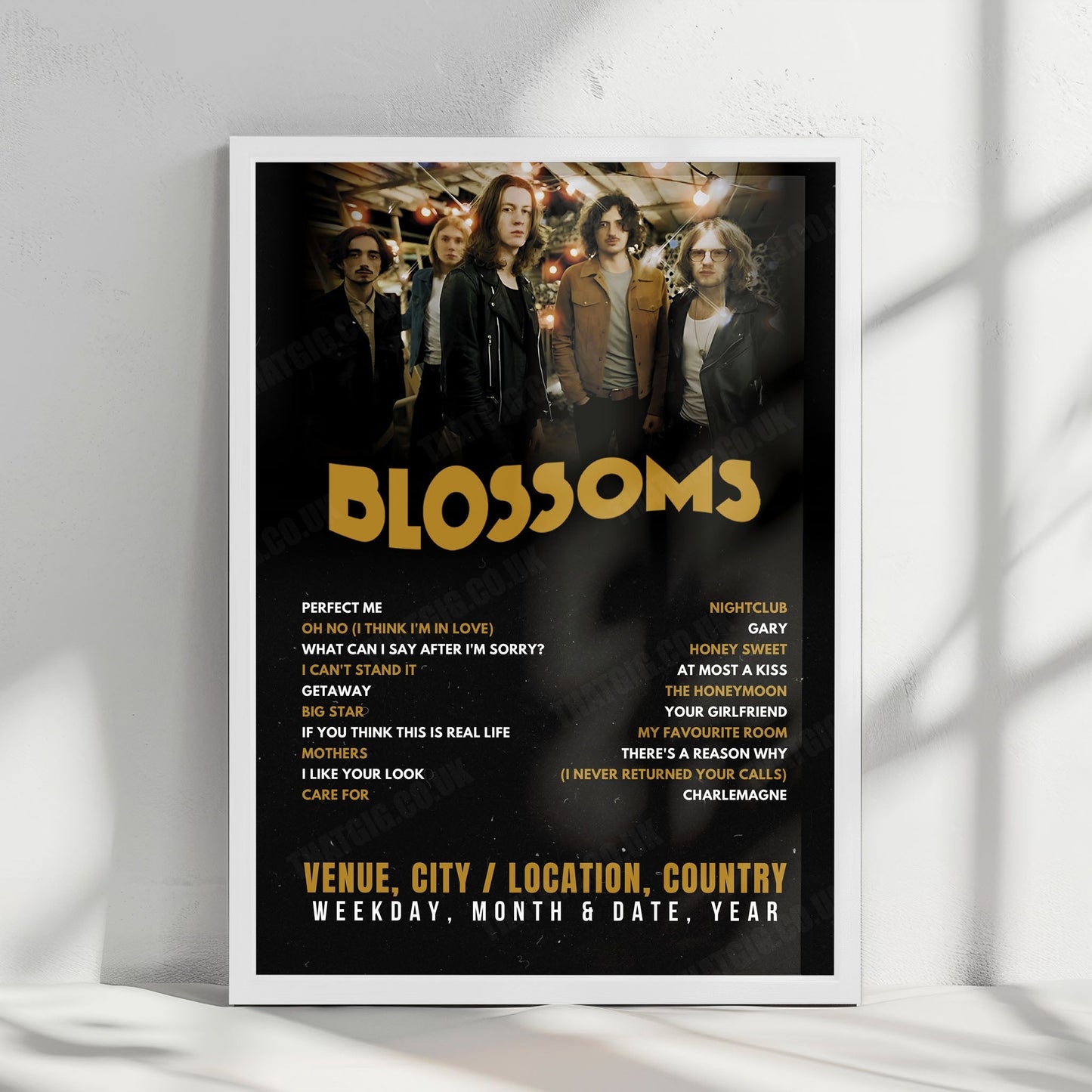 Blossoms Setlist Poster - O2 Academy, Birmingham - November 1st, 2024