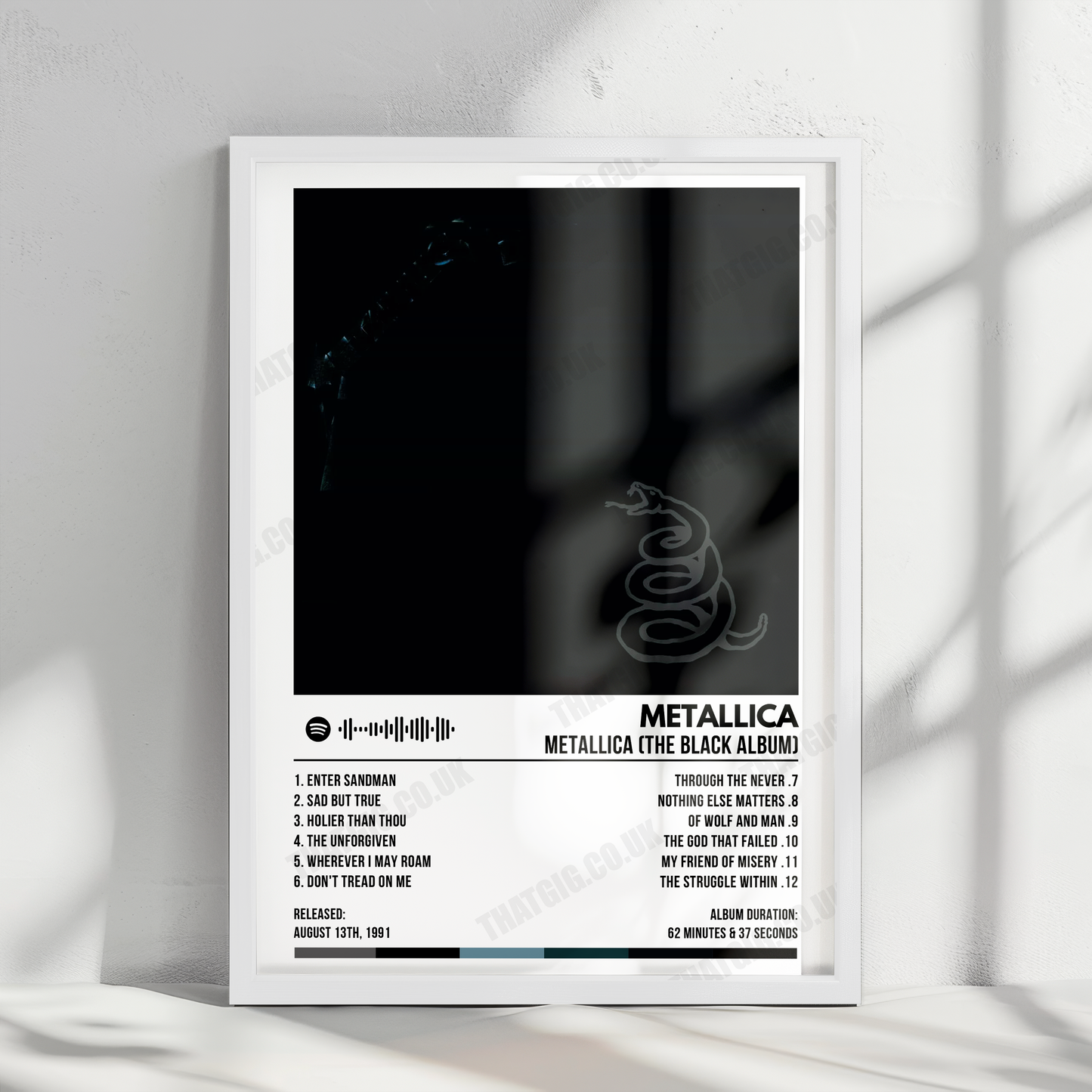 Metallica "Metallica" (The Black Album) Album Cover Poster - with Complete Tracklist