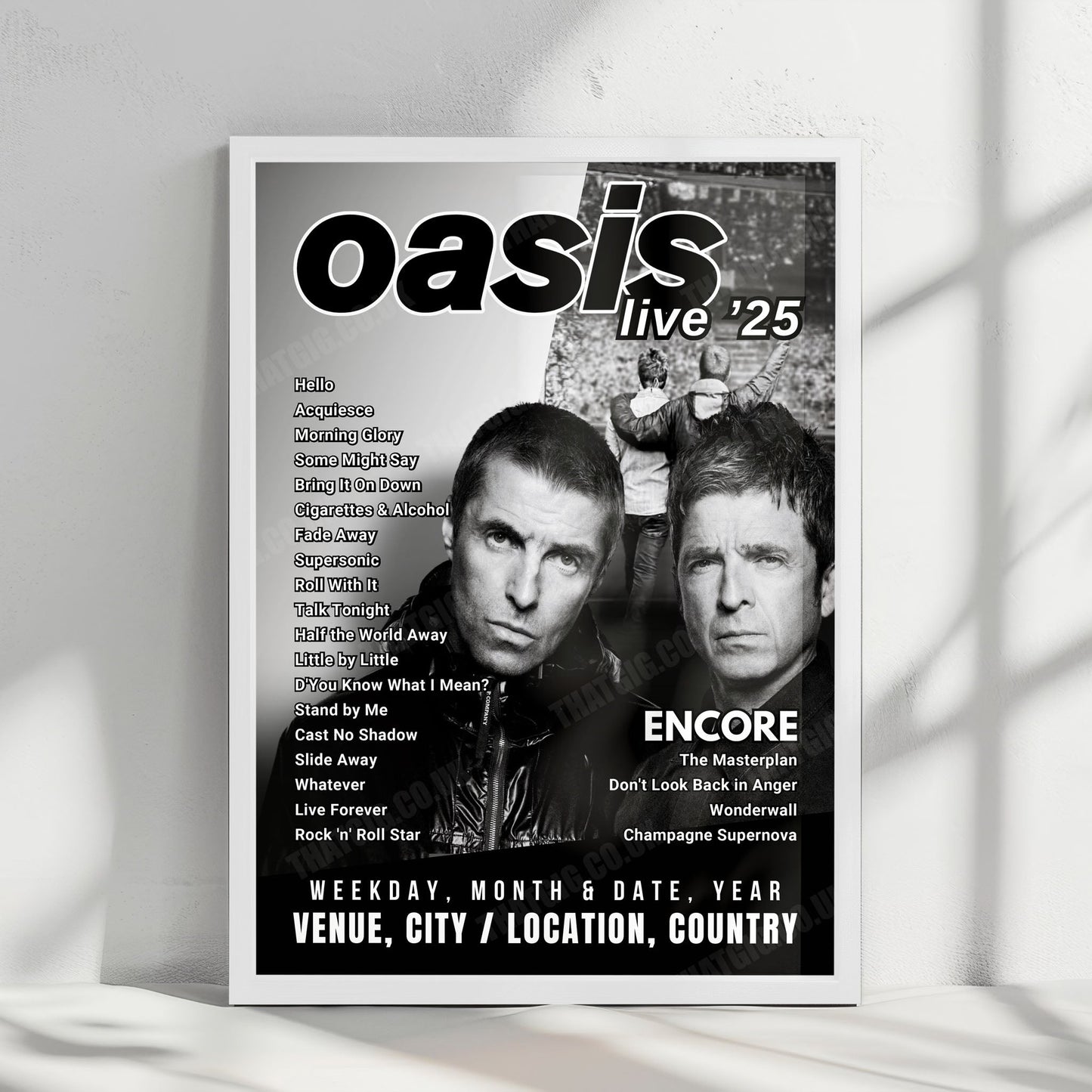 Oasis Setlist Poster - Rogers Stadium, Toronto - August 24th, 2025