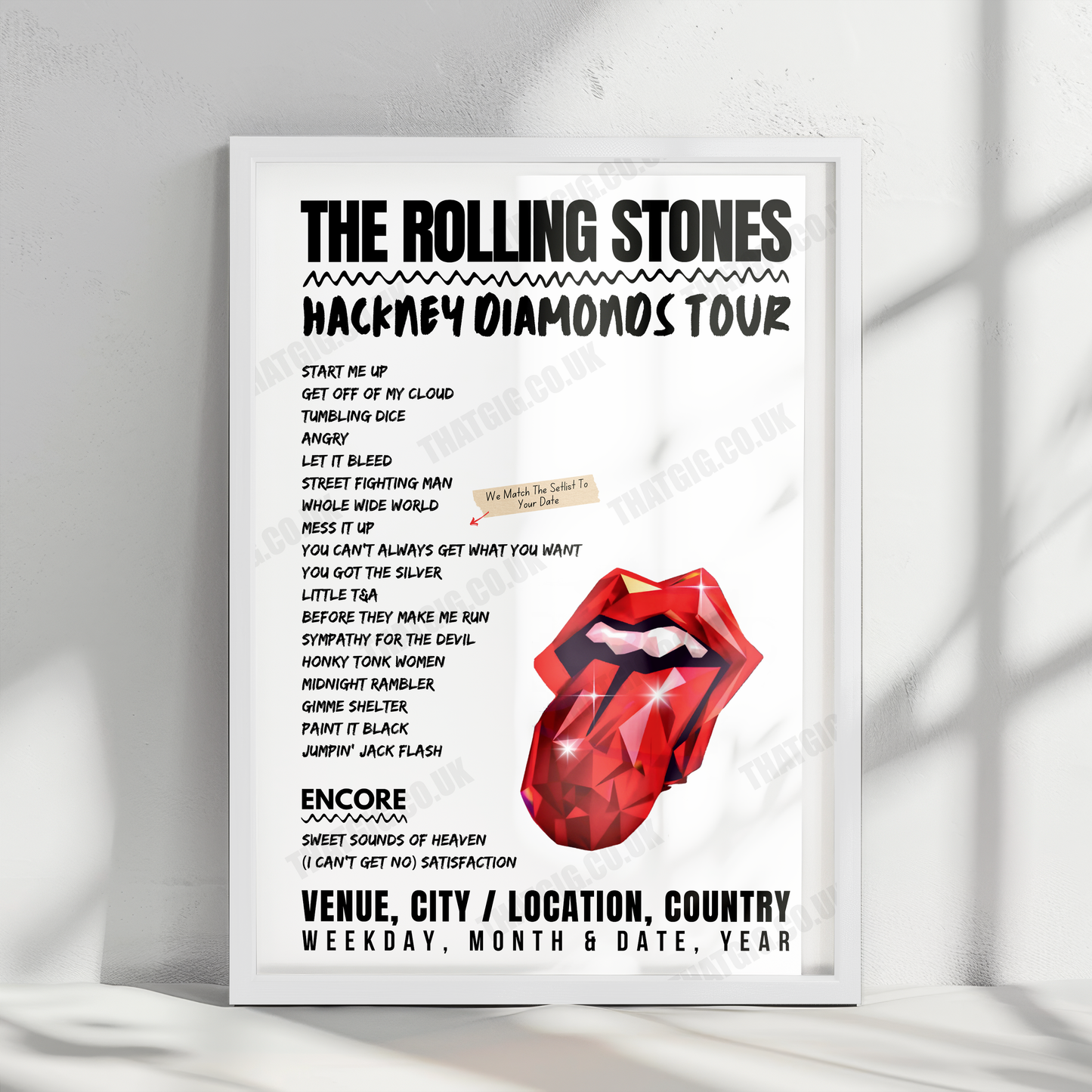 The Rolling Stones Setlist Poster – Levi's Stadium, Santa Clara, CA, USA – July 17th, 2024