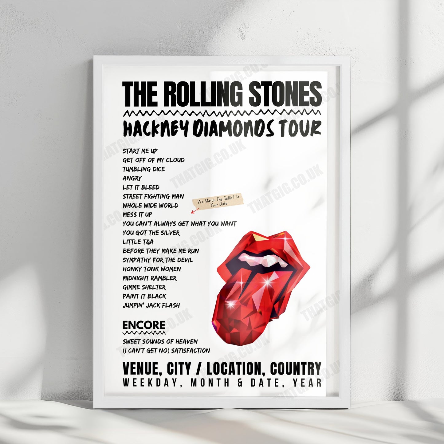 The Rolling Stones Setlist Poster - Allegiant Stadium, Las Vegas, USA - May 11th, 2024