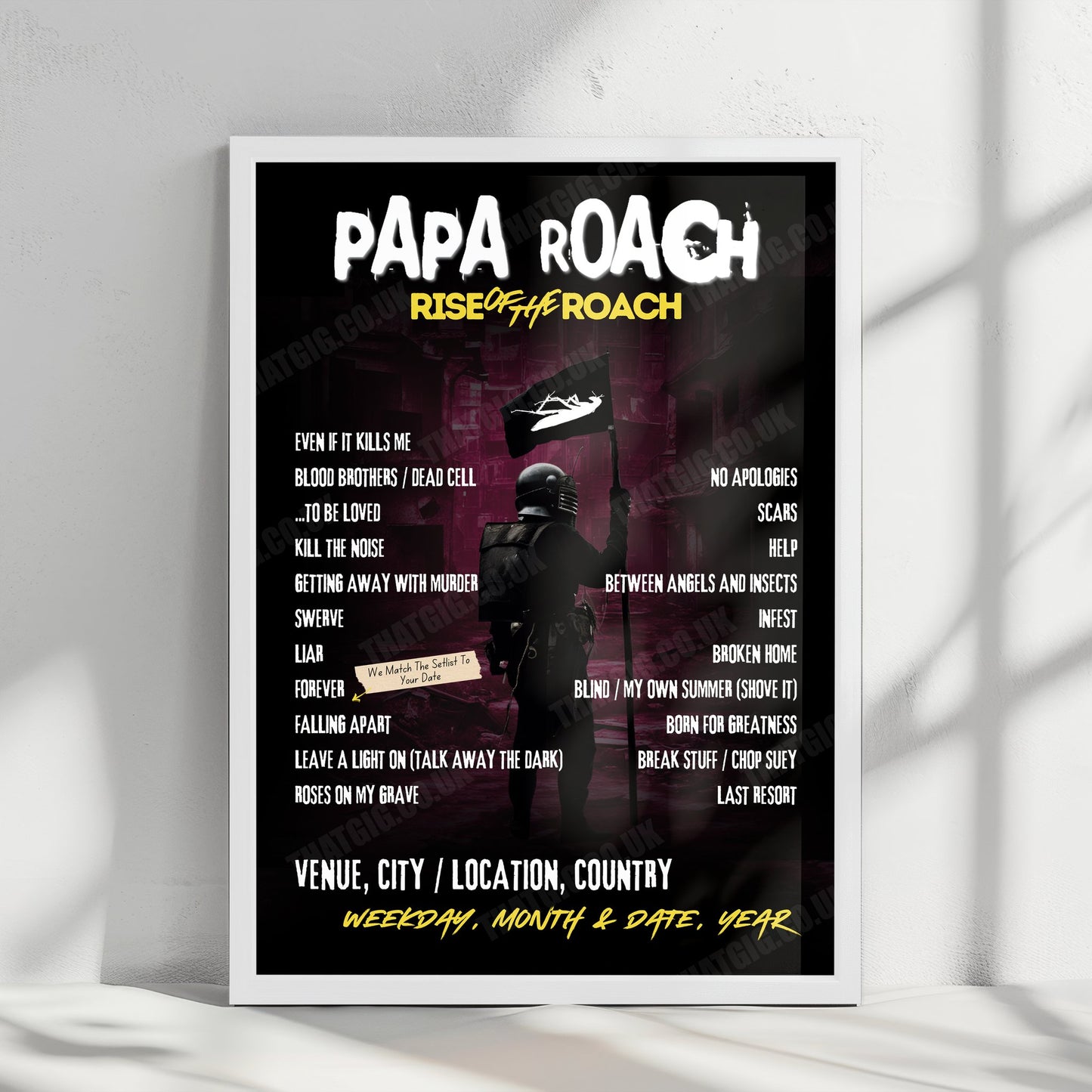 Papa Roach Setlist Poster - Jahrhunderthalle, Frankfurt, Germany - January 23rd, 2025