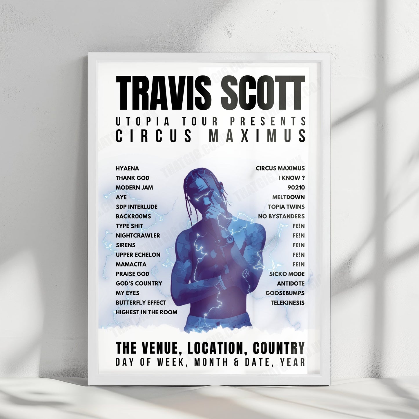 Travis Scott Setlist Poster - United Center, Chicago, USA - January 22nd, 2024