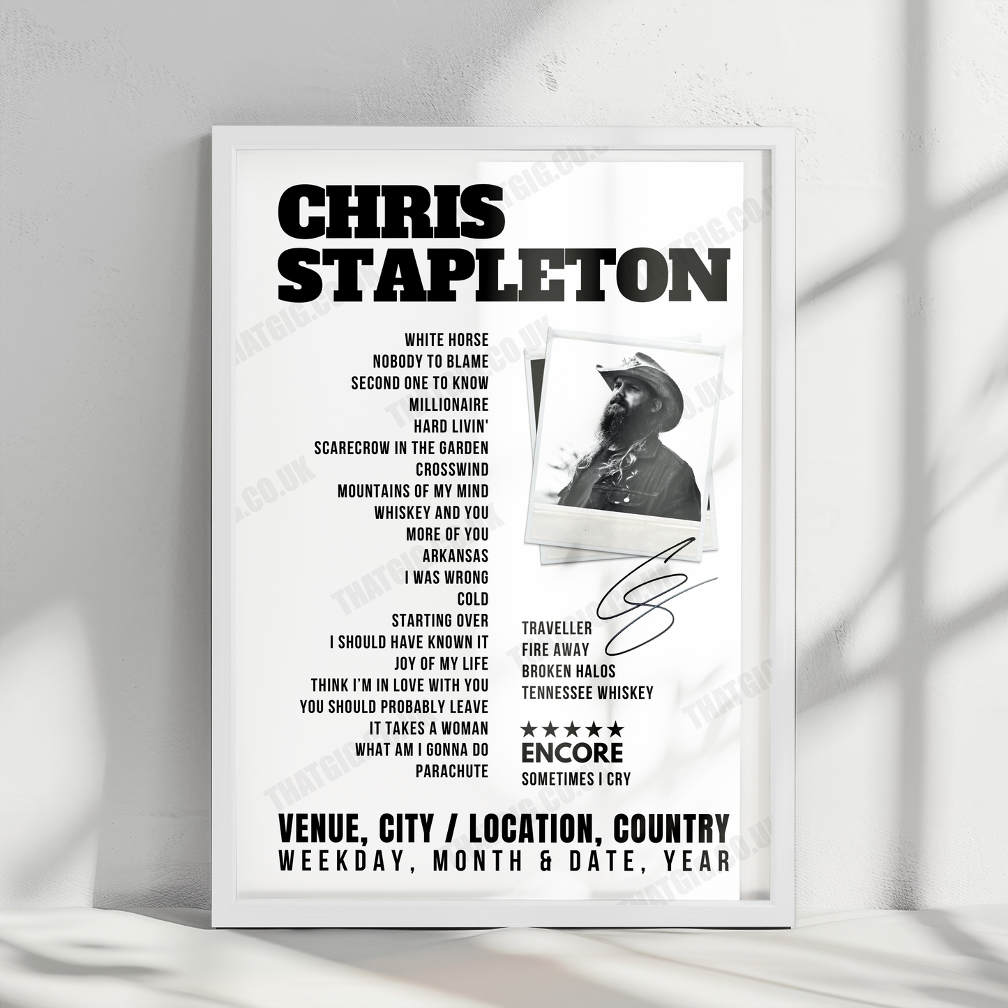Chris Stapleton Setlist Poster - Hard Rock Live, Hollywood - October 15th, 2022
