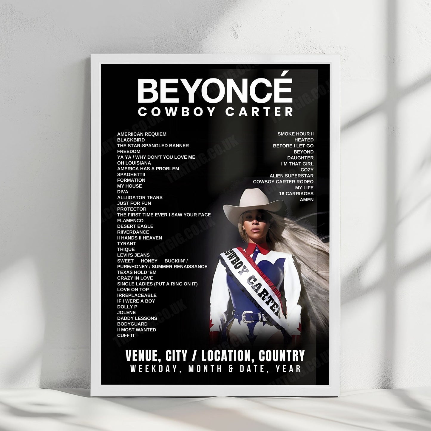 Beyoncé Setlist Poster - Soldier Field, Chicago - May 15th, 2025