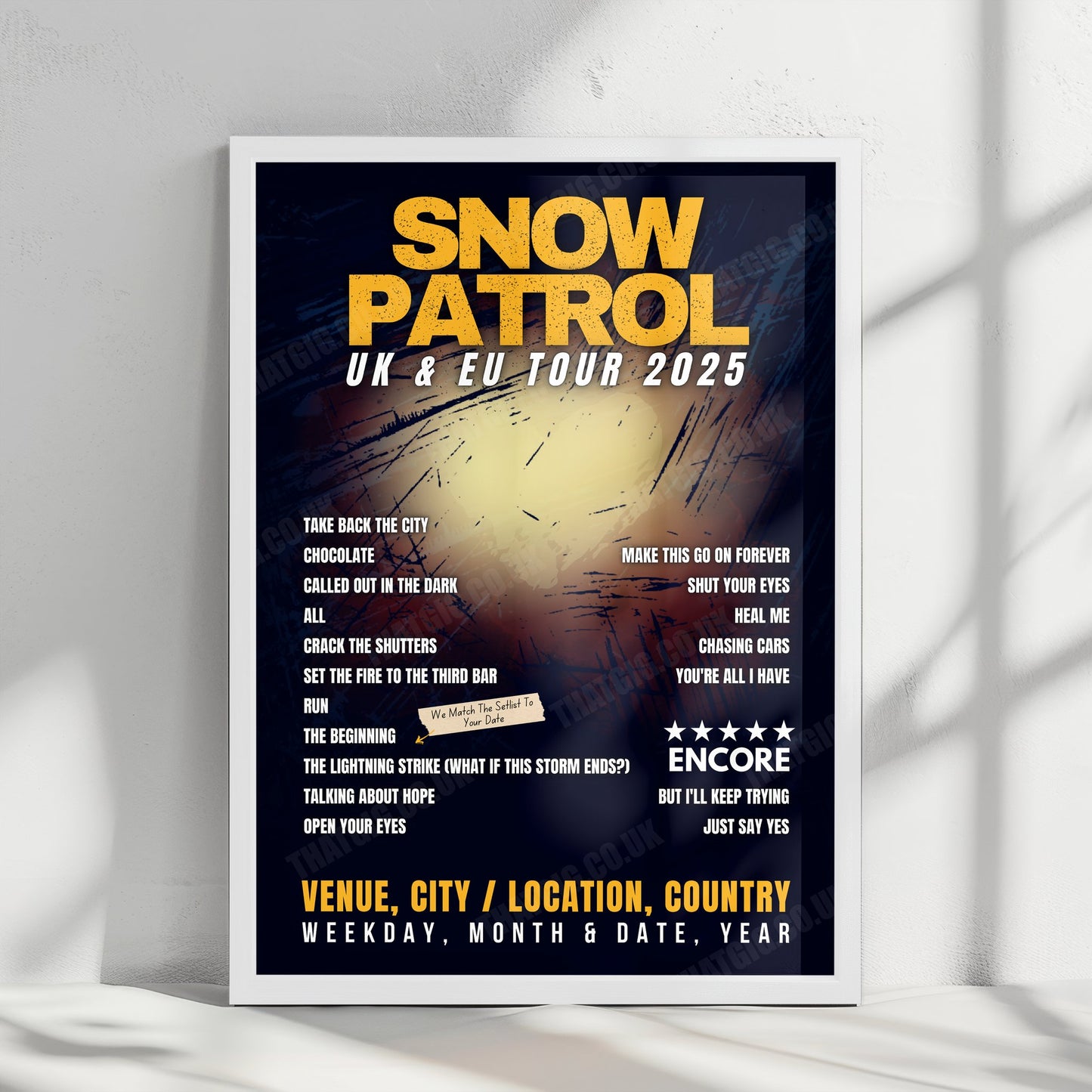 Snow Patrol Setlist Poster - 3Arena, Dublin - February 25th, 2025