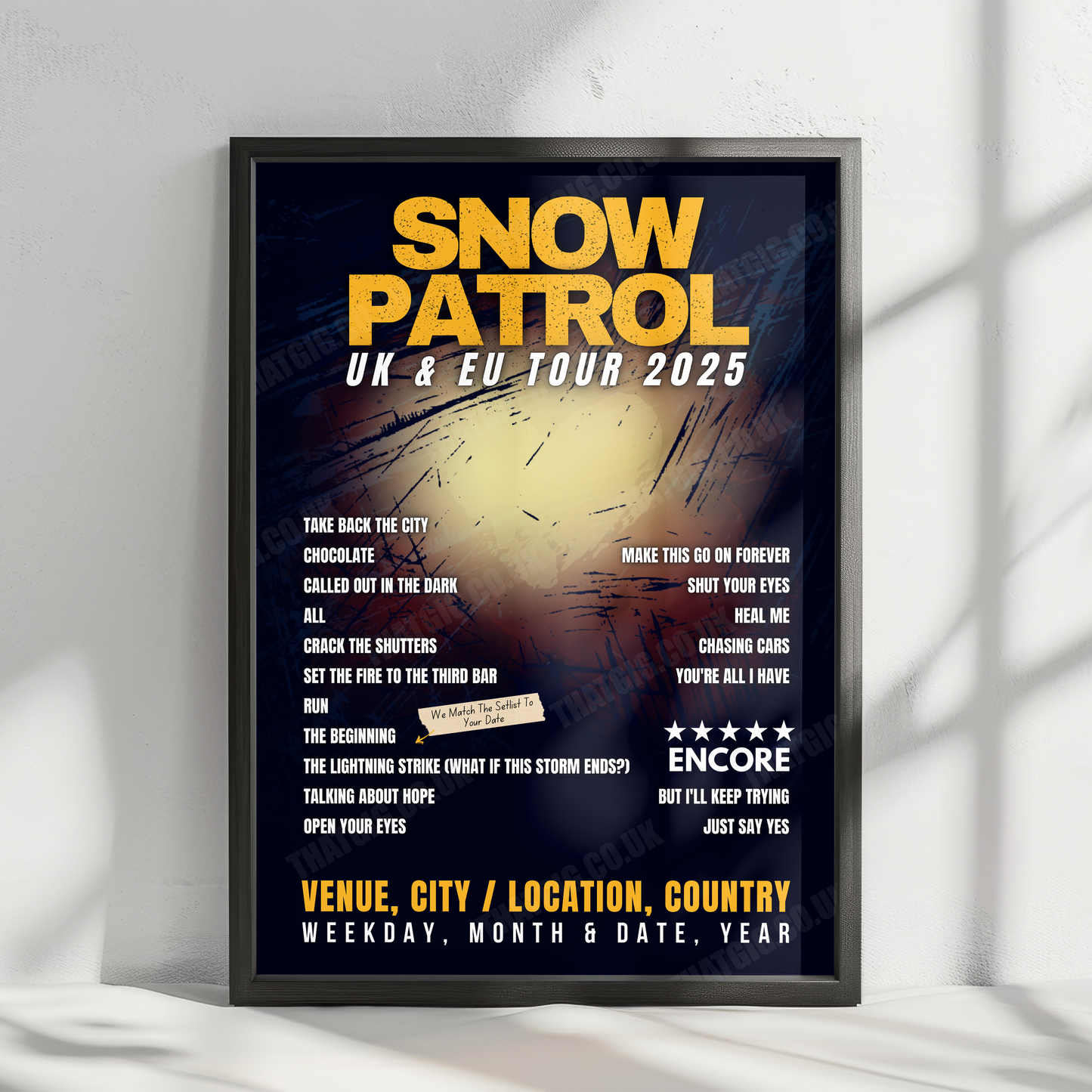 Snow Patrol Setlist Poster - The SSE Arena Belfast, Belfast - February 27th, 2025