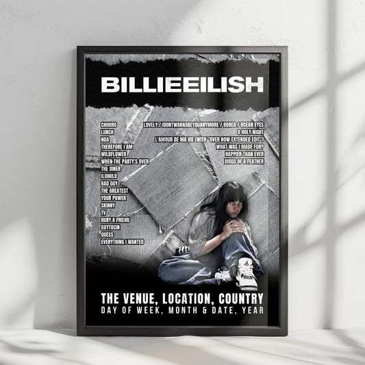 Billie Eilish Setlist Poster - Glastonbury Festival, England - June 24th, 2022