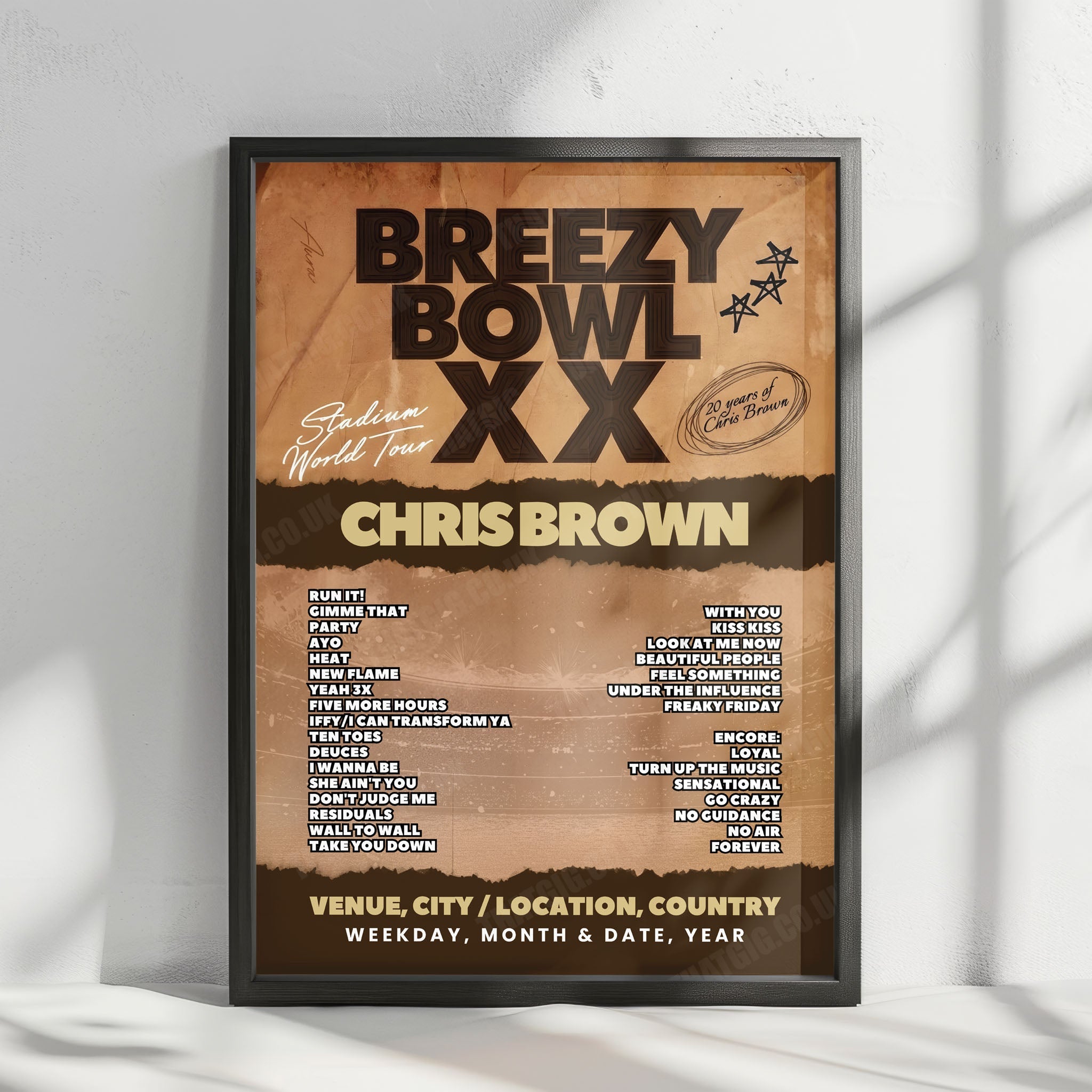 Chris Brown Setlist Poster - Fenway Park, Boston | August 25th, 2025 ...