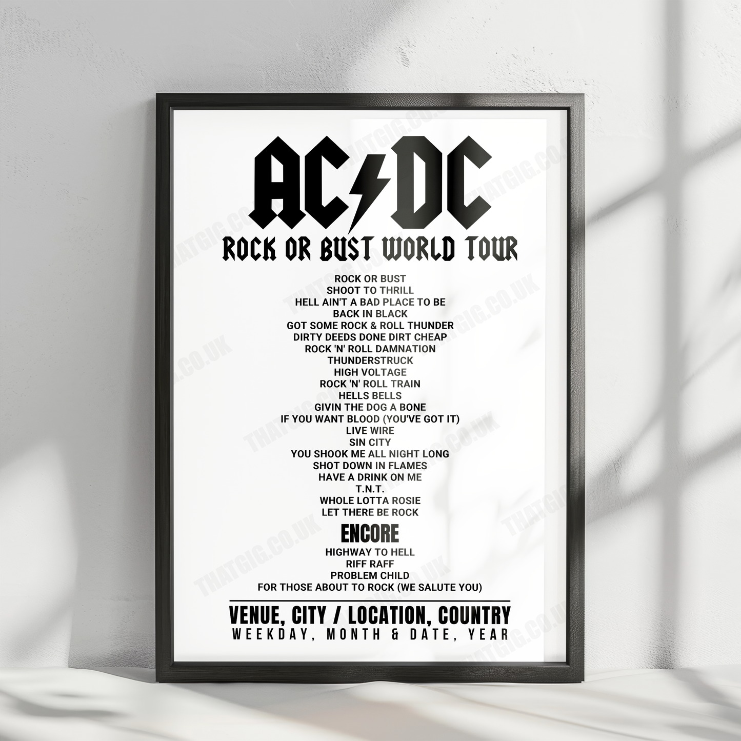 AC/DC Setlist Poster - Fargodome, Fargo - February 11th, 2016