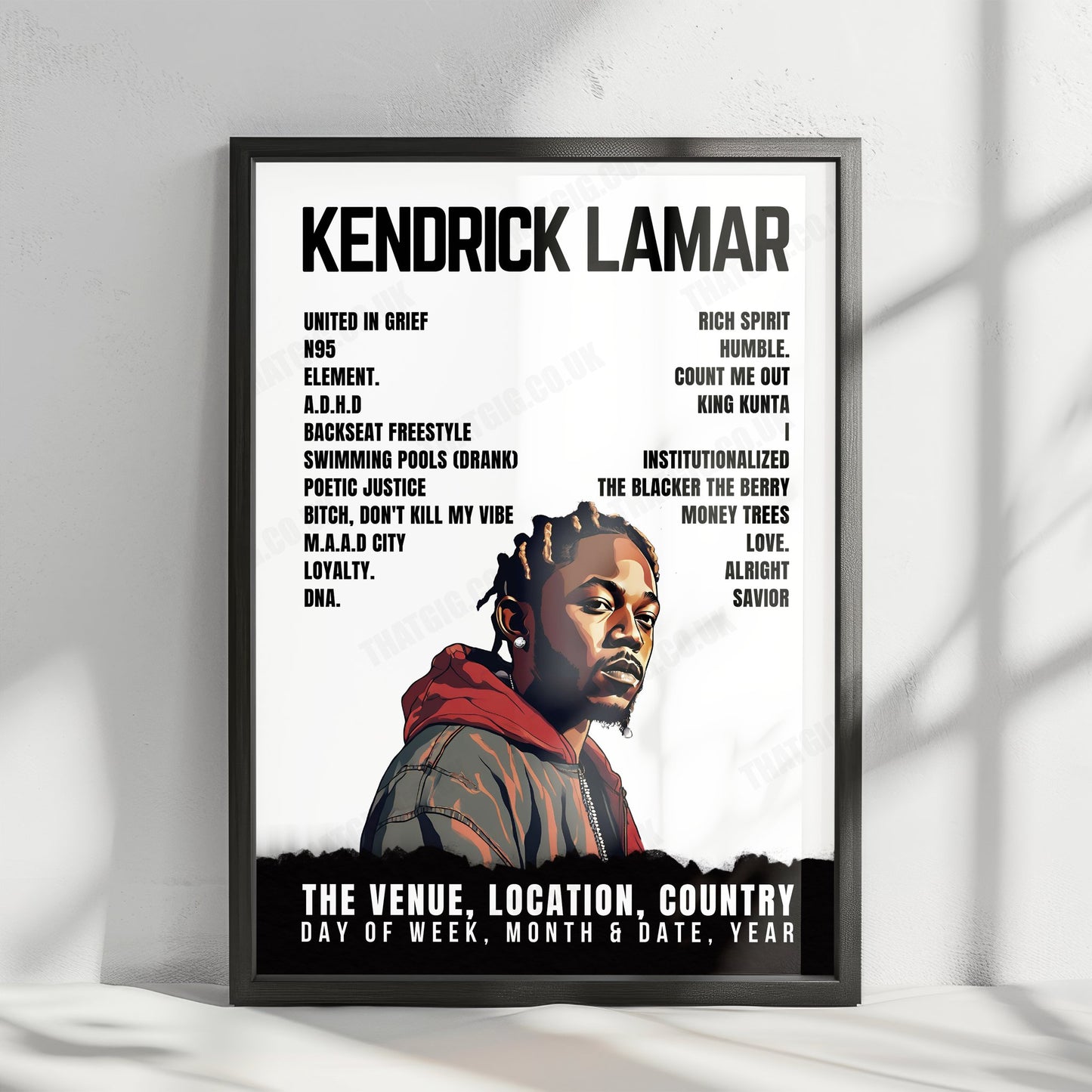 Kendrick Lamar Setlist Poster - du Arena, Abu Dhabi - November 19th, 2022