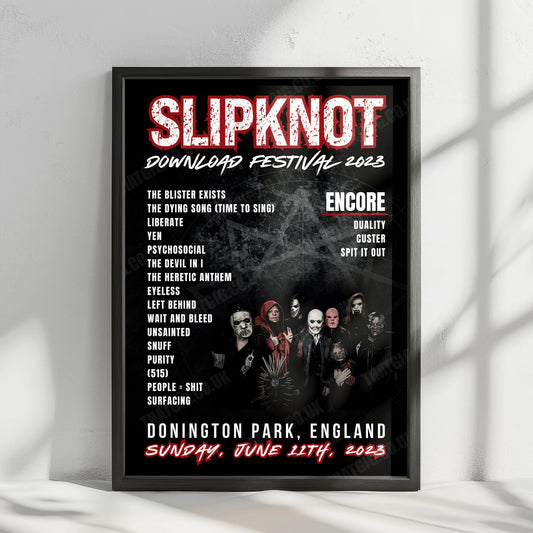 Slipknot Setlist Poster- Download Festival, Donington Park - June 11th, 2023