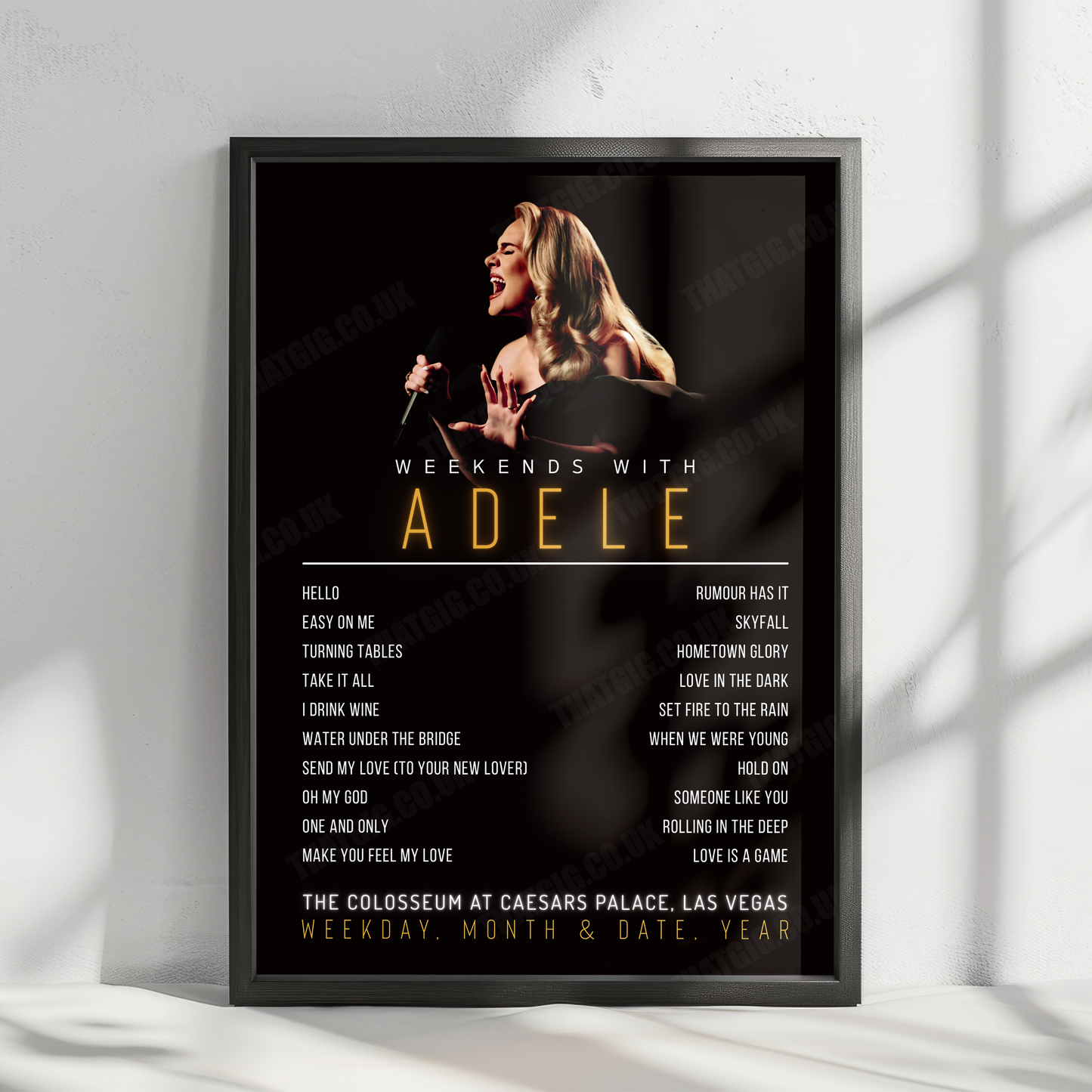 Adele Setlist Poster - The Colosseum at Caesars Palace, Las Vegas - February 24th, 2024