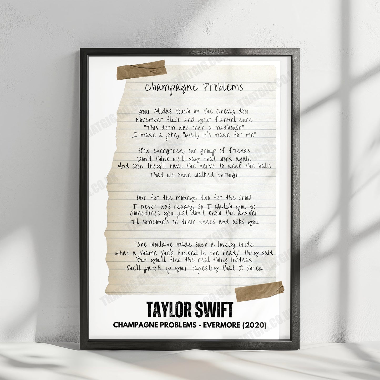 Taylor Swift "Champagne Problems" Lyric Poster