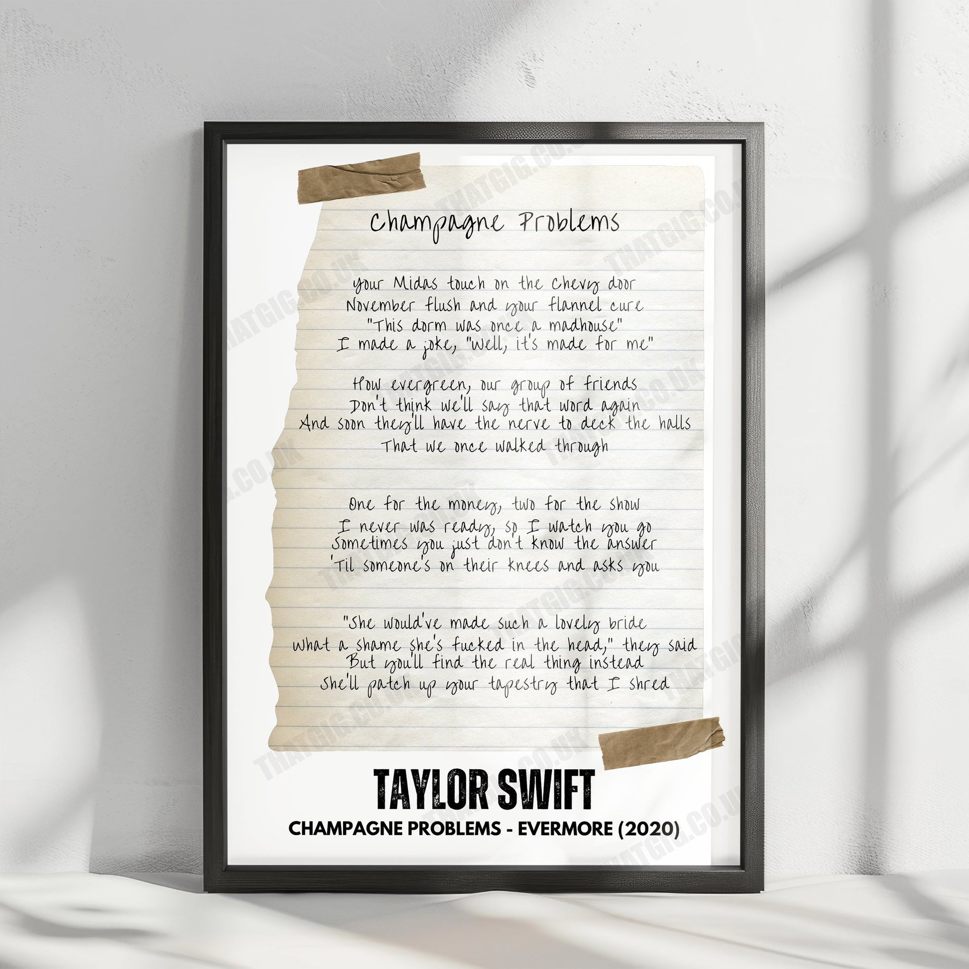Taylor Swift "Champagne Problems" Lyric Poster