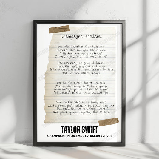 Taylor Swift "Champagne Problems" Lyric Poster