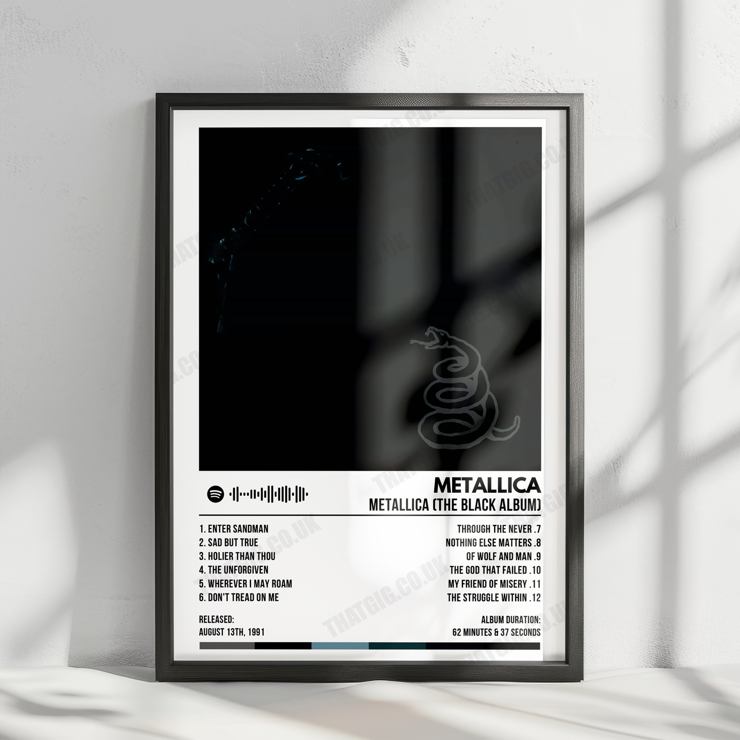 Metallica "Metallica" (The Black Album) Album Cover Poster - with Complete Tracklist