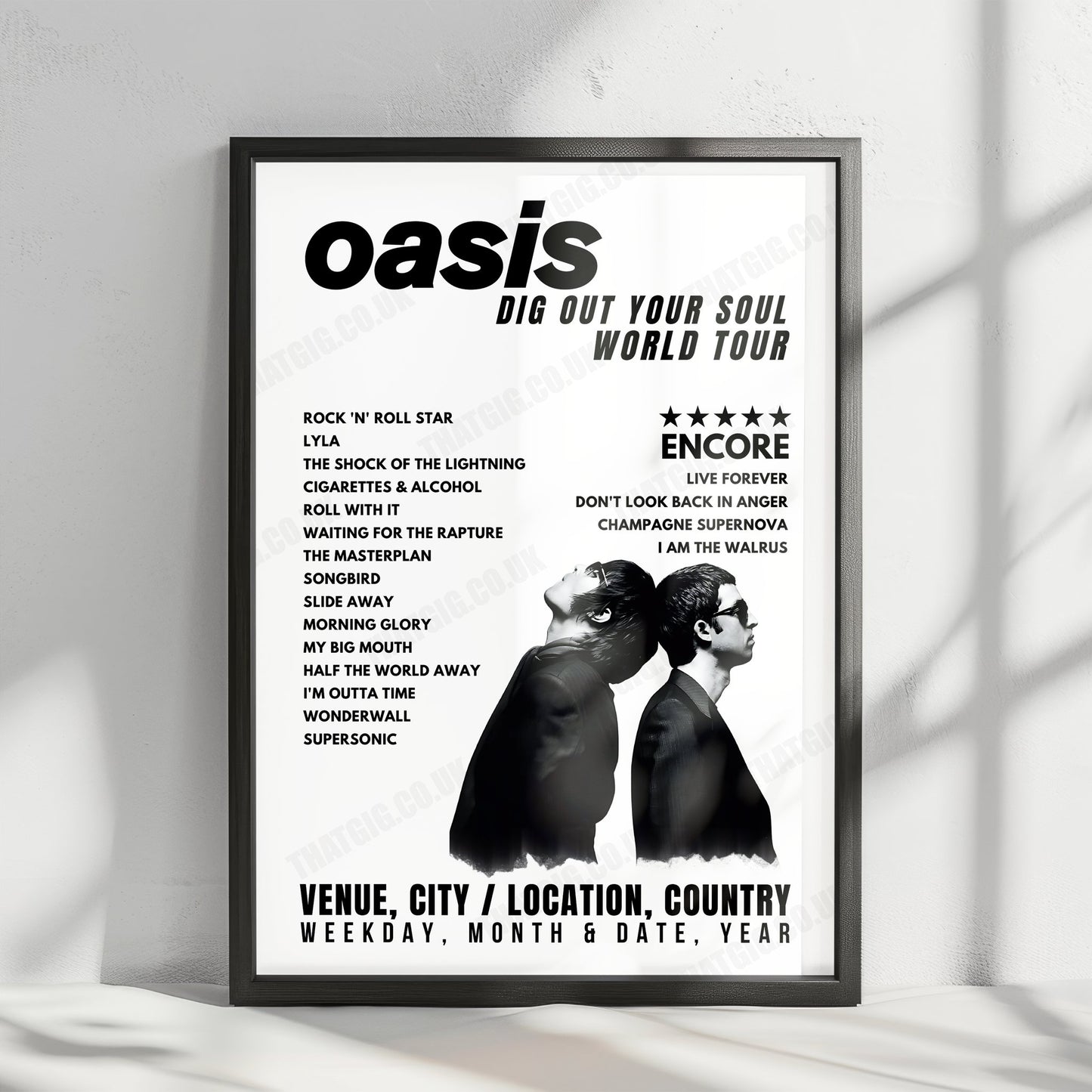 Oasis Setlist Poster - Nelson Mandela Forum, Florence - February 24th, 2009