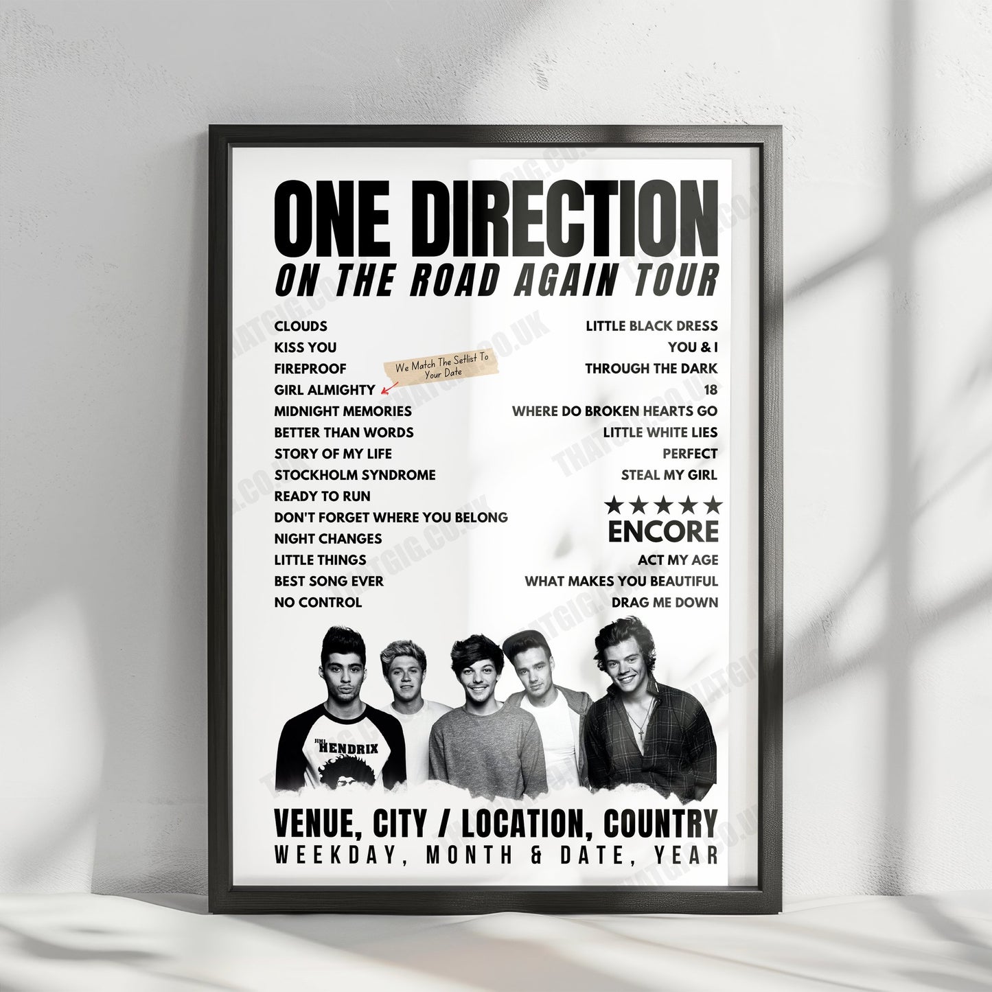 One Direction Setlist Poster - The SSE Hydro, Glasgow, Scotland - October 7th, 2015