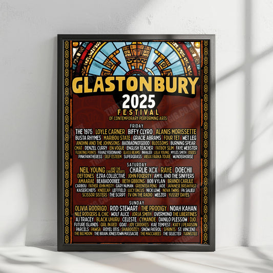 Glastonbury 2025 Line-up Poster - Worthy Farm, Pilton - June 27th–29th, 2025