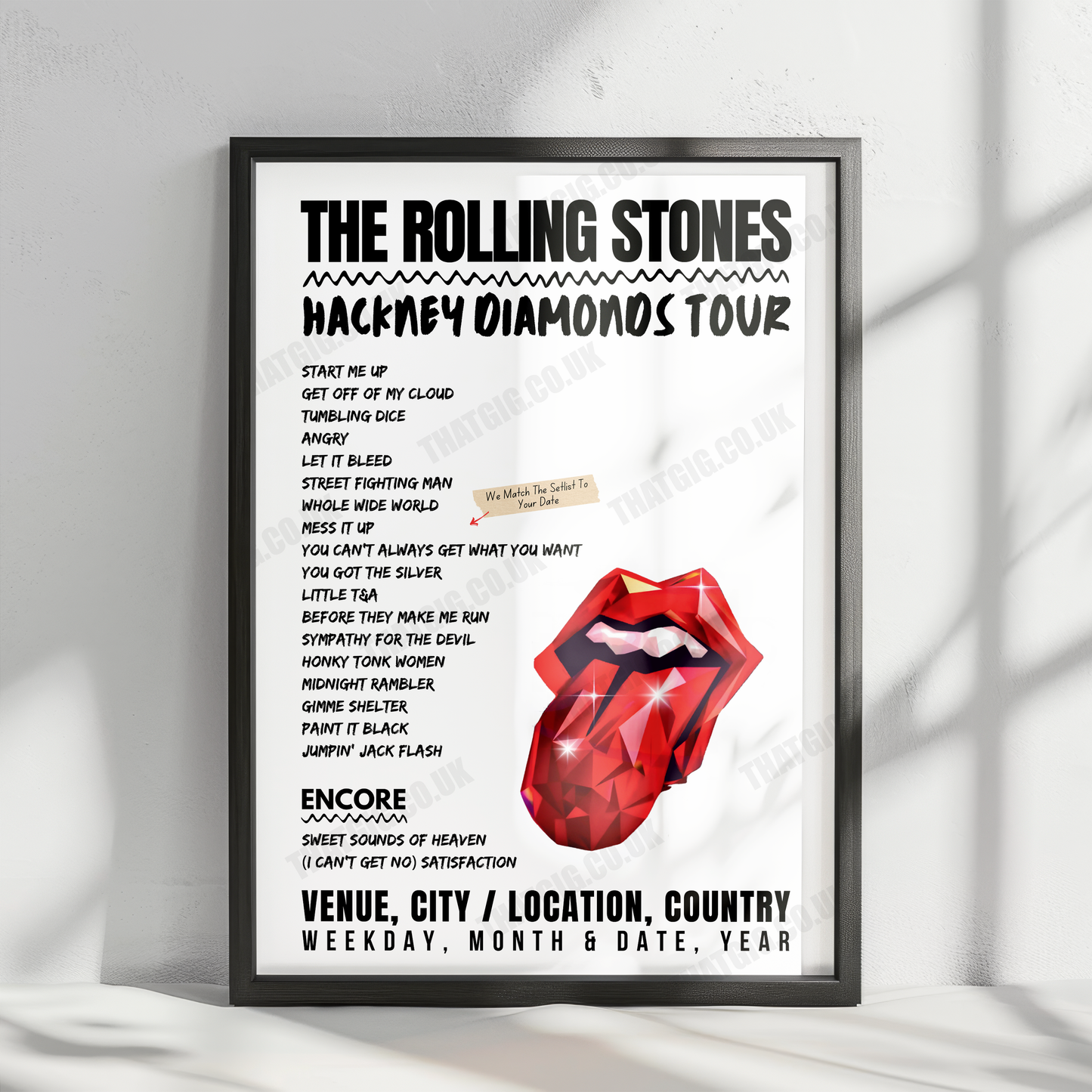 The Rolling Stones Setlist Poster – Levi's Stadium, Santa Clara, CA, USA – July 17th, 2024