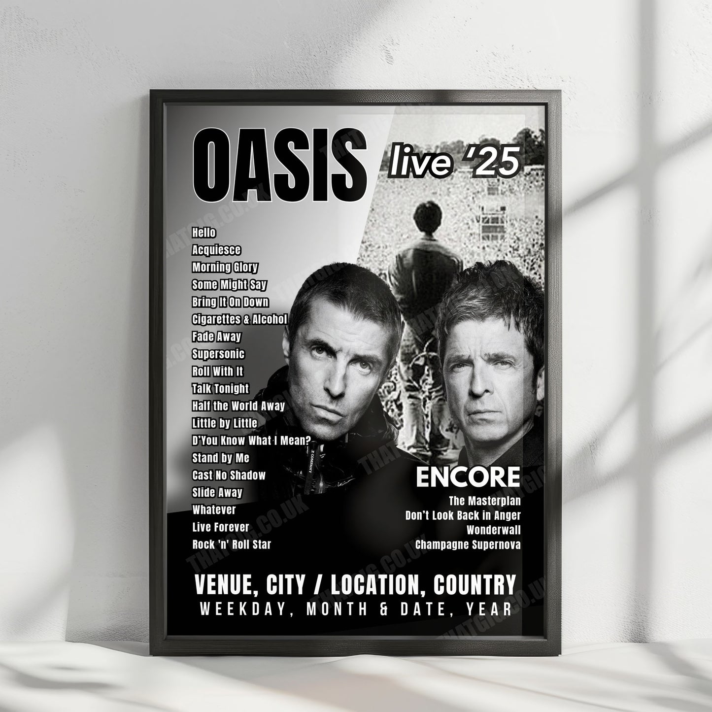 Oasis Setlist Poster - Heaton Park, Manchester - July 19th, 2025