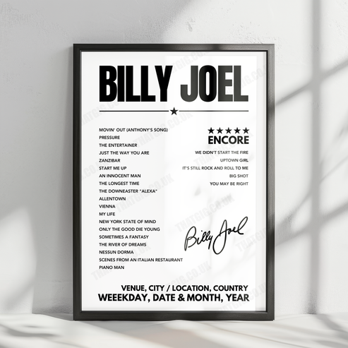 Billy Joel Setlist Poster - Coors Field - July 12th, 2024
