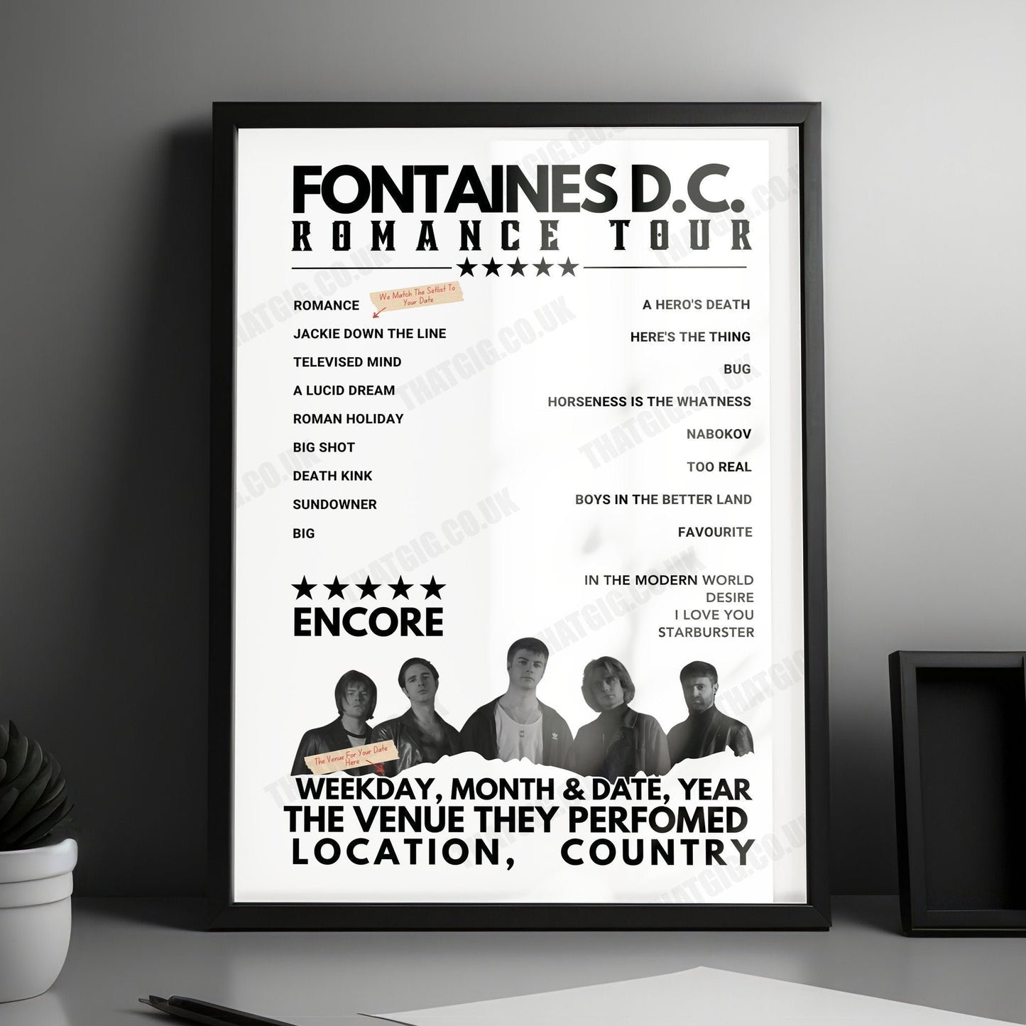 Fontaines D.C. Setlist Poster - Roadrunner, Boston, MA, USA - October 13th, 2024