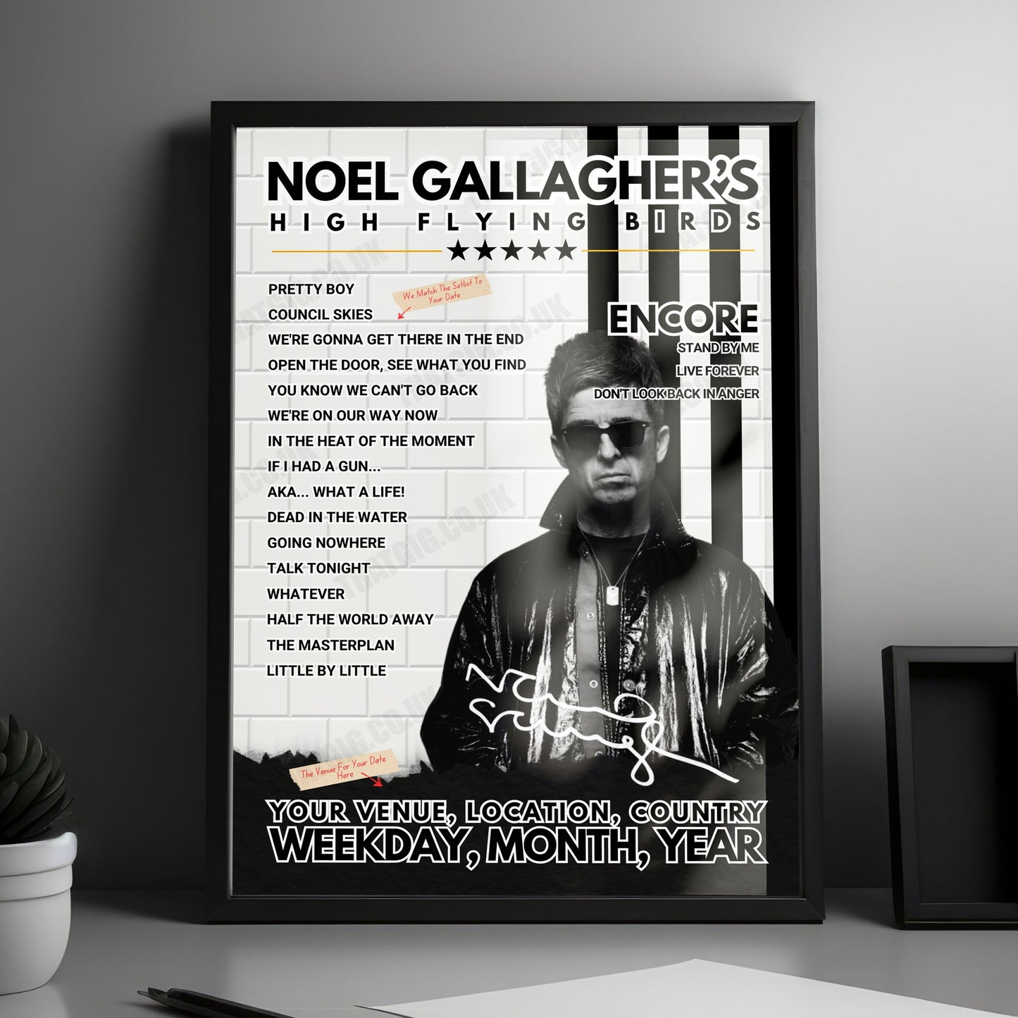 Noel Gallagher’s High Flying Birds Setlist Poster - Fuji Rock Festival, Yuzawa - July 28th, 2024