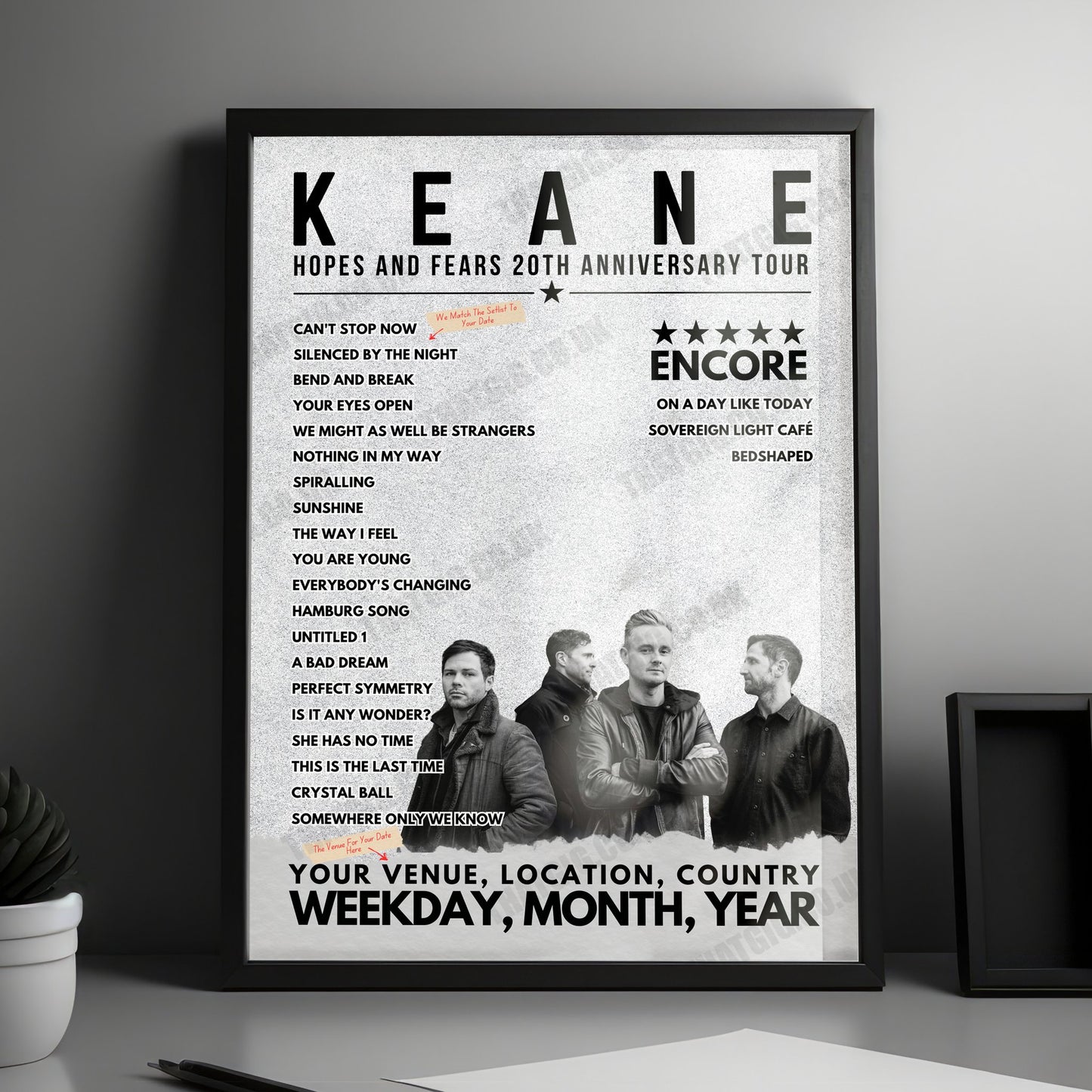 Keane Setlist Poster - The OVO Hydro, Glasgow - October 18th, 2024