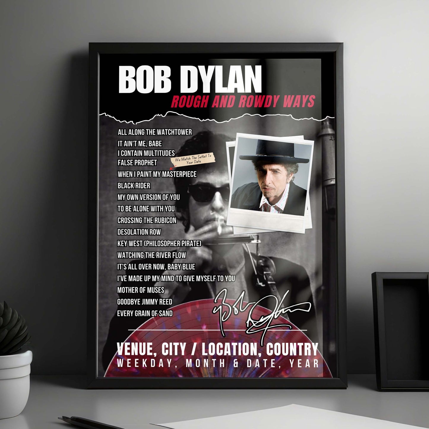 Bob Dylan Setlist Poster - Weidner Center for the Performing Arts, Green Bay - April 6th, 2025