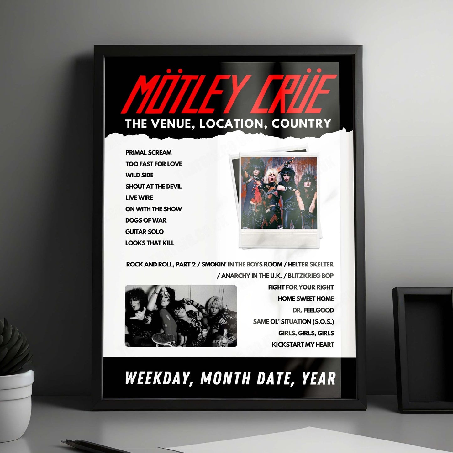 Mötley Crüe Setlist Poster - Estadio San Marcos, Lima, Peru - February 28th, 2023
