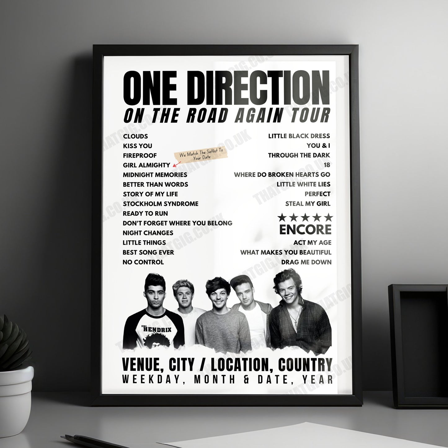 One Direction Setlist Poster - The SSE Hydro, Glasgow, Scotland - October 7th, 2015