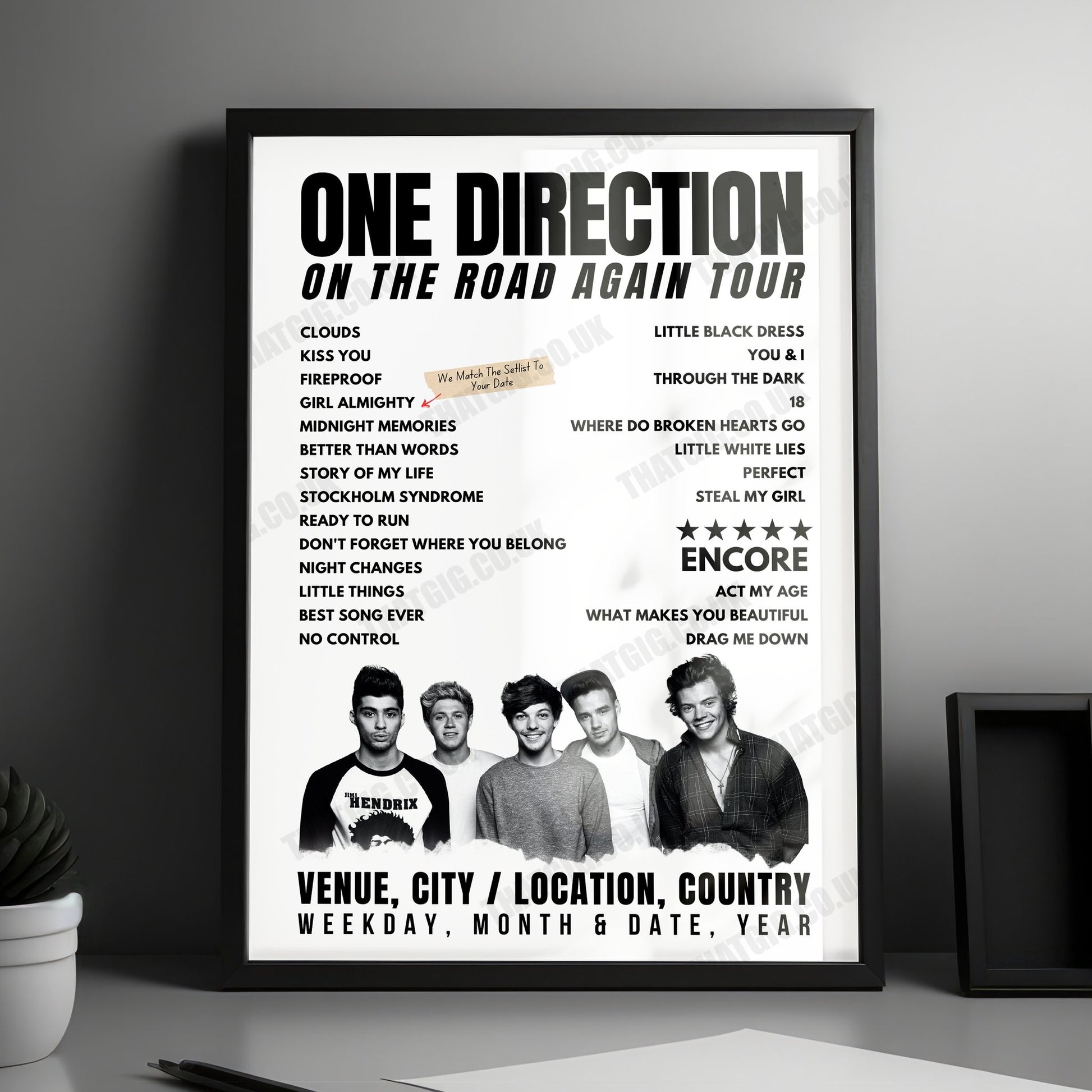 One Direction Setlist Poster - Sheffield Arena, England - October 31st, 2015