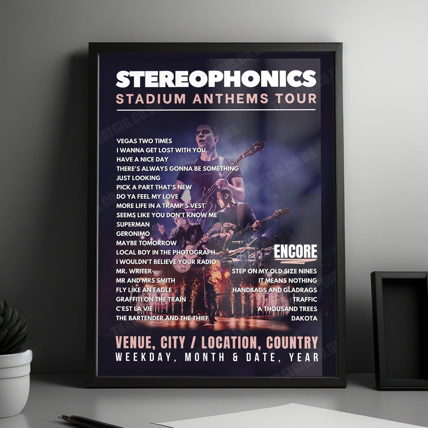 Stereophonics Setlist Poster - The John Smith's Stadium, Huddersfield - June 14th, 2025